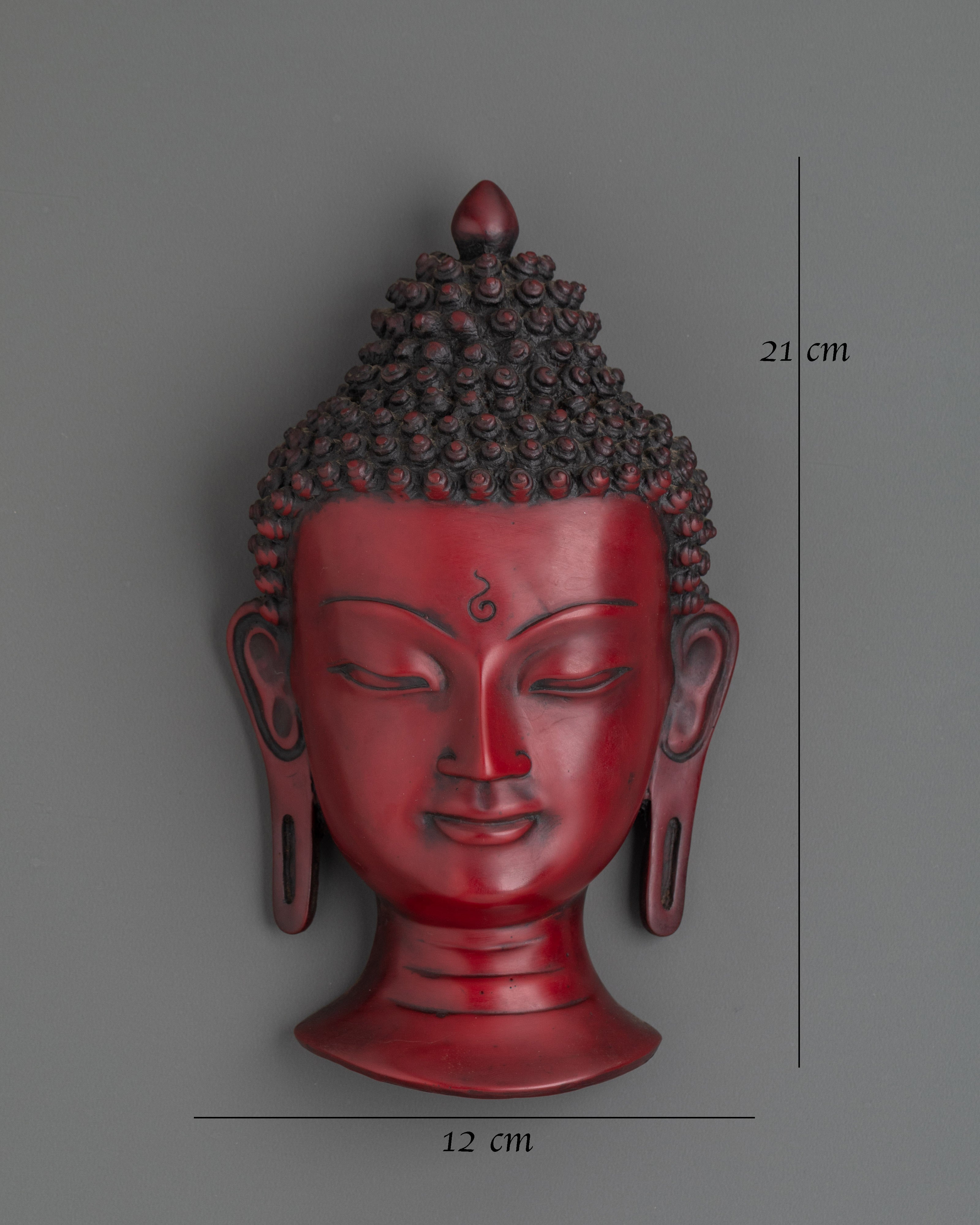 Red Buddha Head Wall Hanging | Ceramic Spiritual Wall Decor