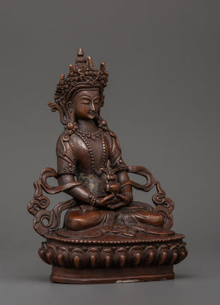 Amitayus Statue in Oxidized Copper | Spiritual Decor