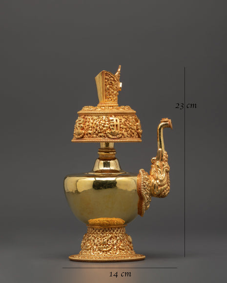 Large Gold-Plated Tibetan Bhumba Ritual Set | Spiritual Temple Decor