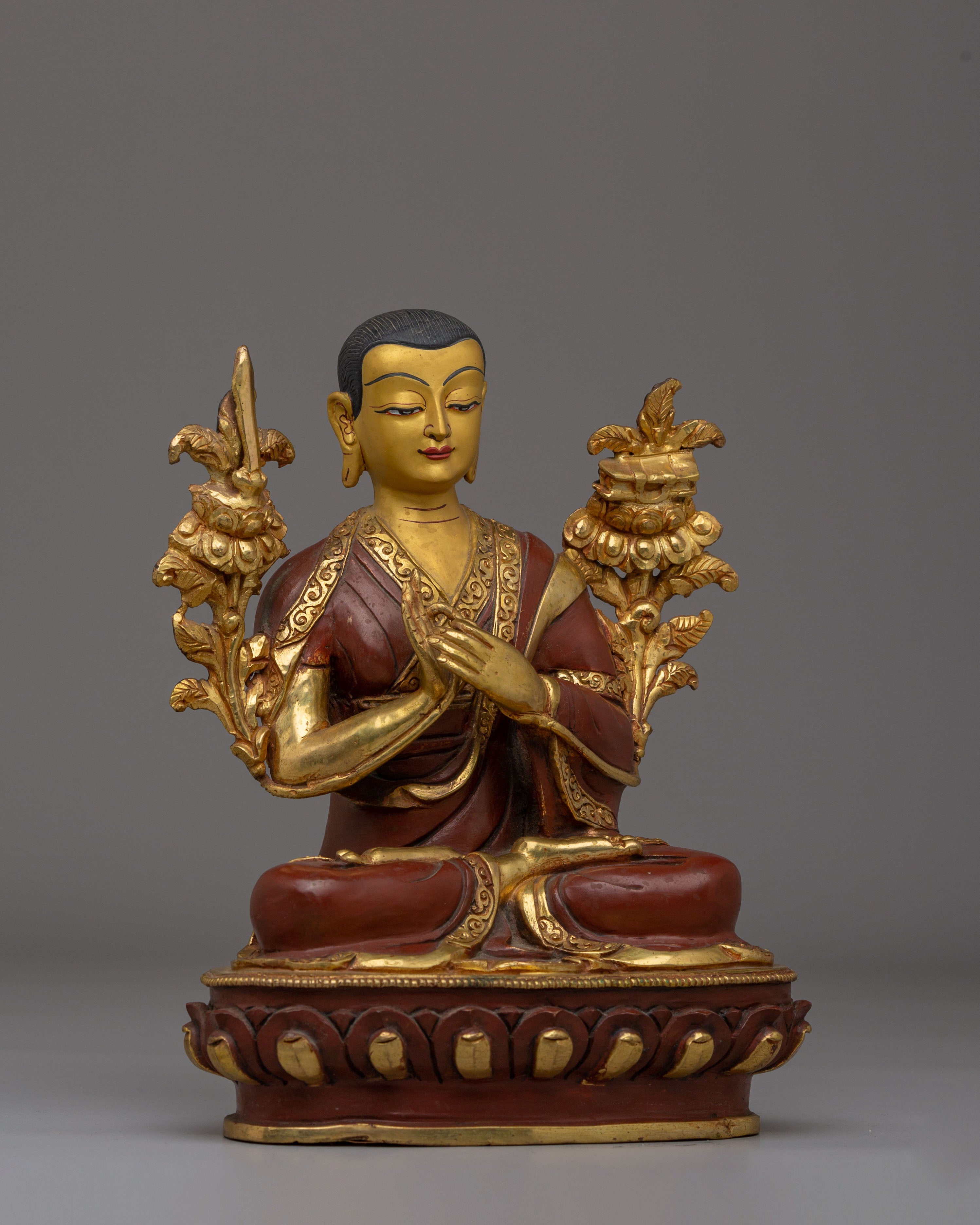 Handcrafted Sacred Tsongkhapa Set Statue | Tibetan Spiritual Artwork