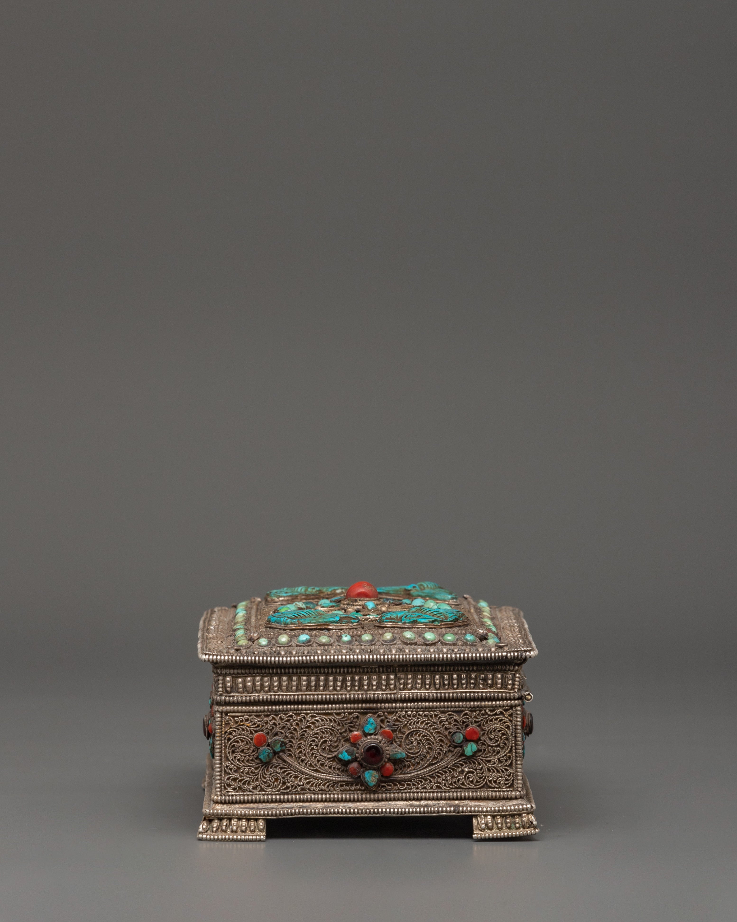 Handcrafted Decorative Silver Treasure Box | Symbol of Prosperity