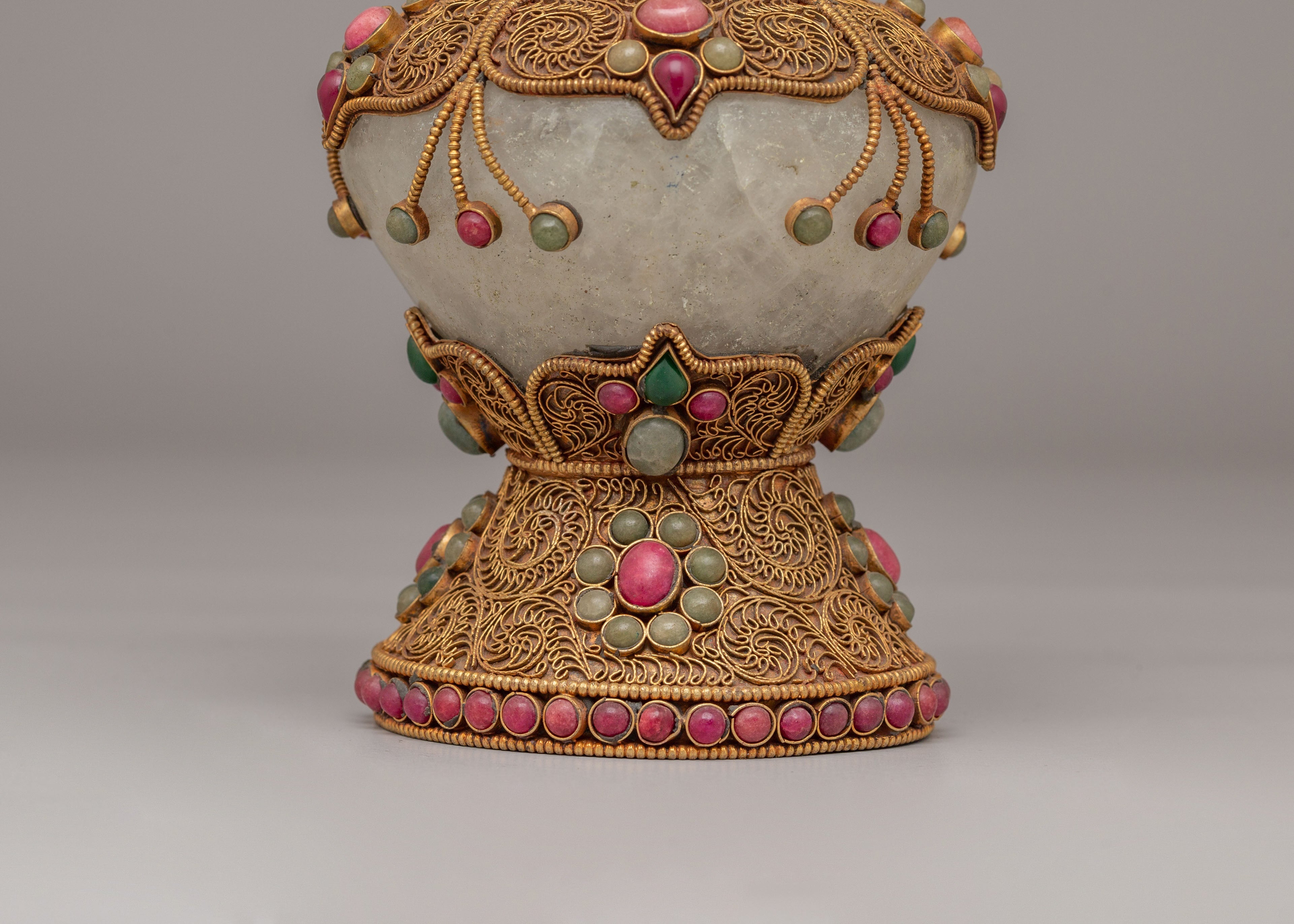 Handmade Flower Vase For Decor | Gemstone Adorned Vase for Home Decoration