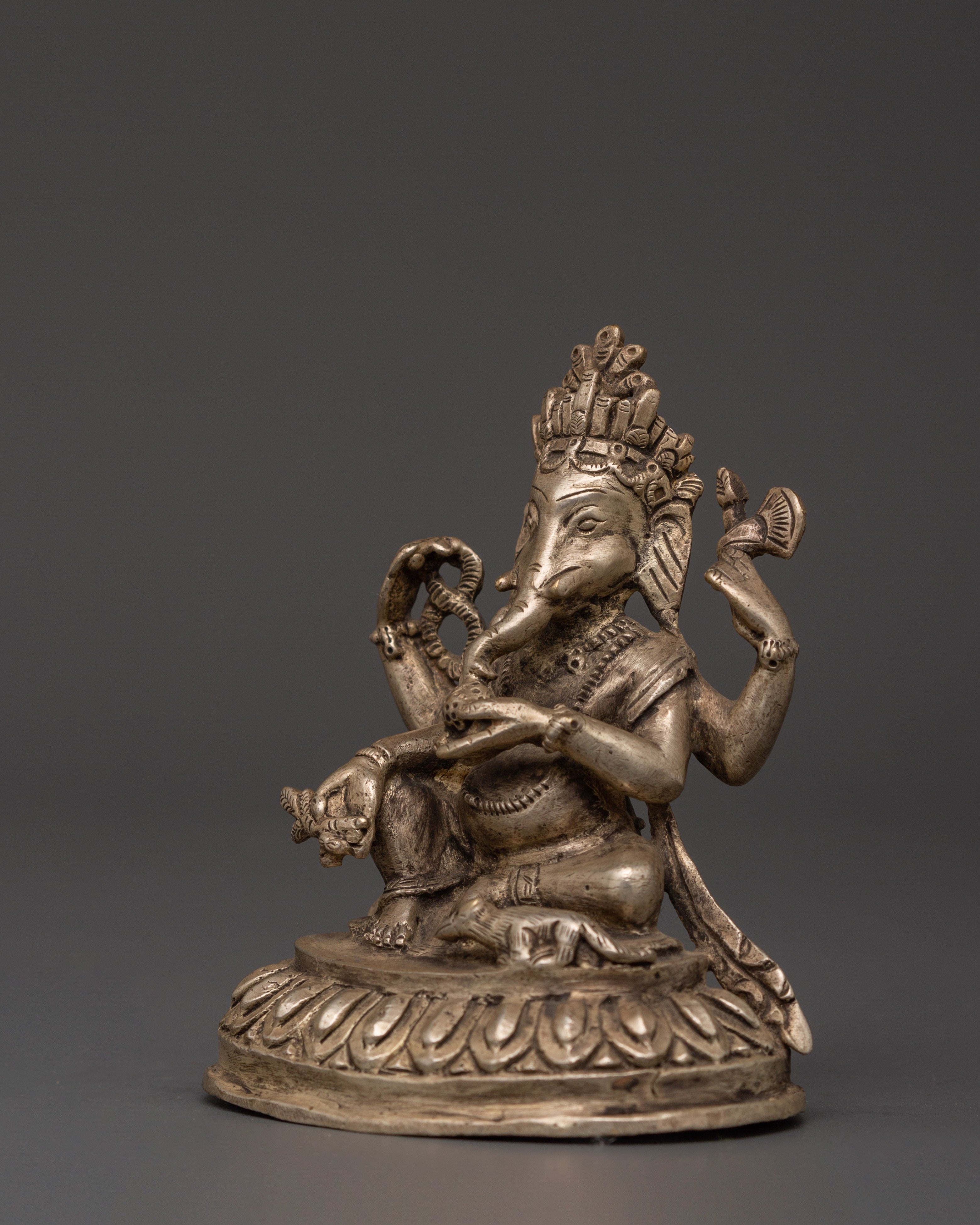 Silver-Plated Ganesh Statue - Spiritual Prosperity Blessings