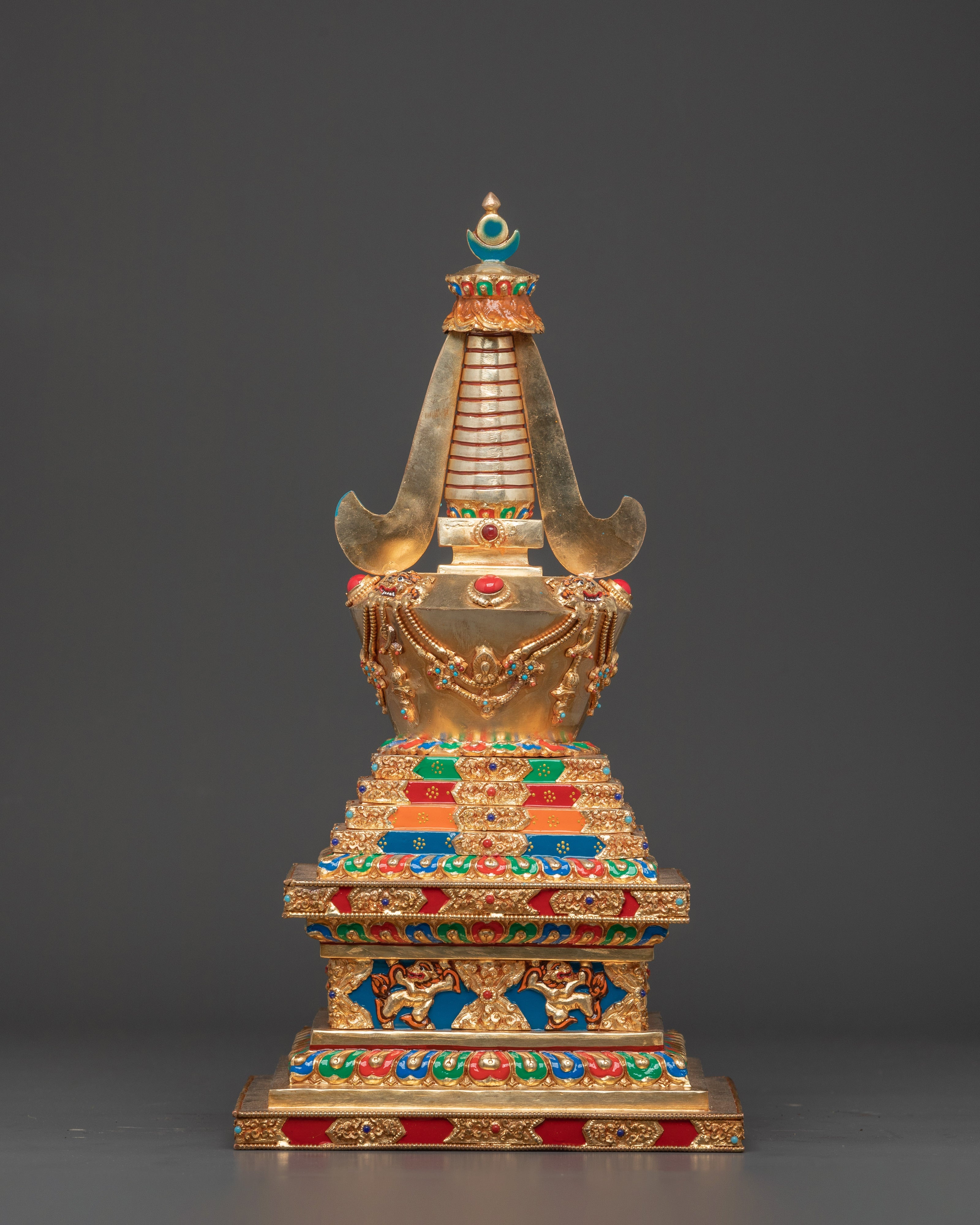 Himalayan Buddhist Copper Stupa | Sacred Shrine Decor