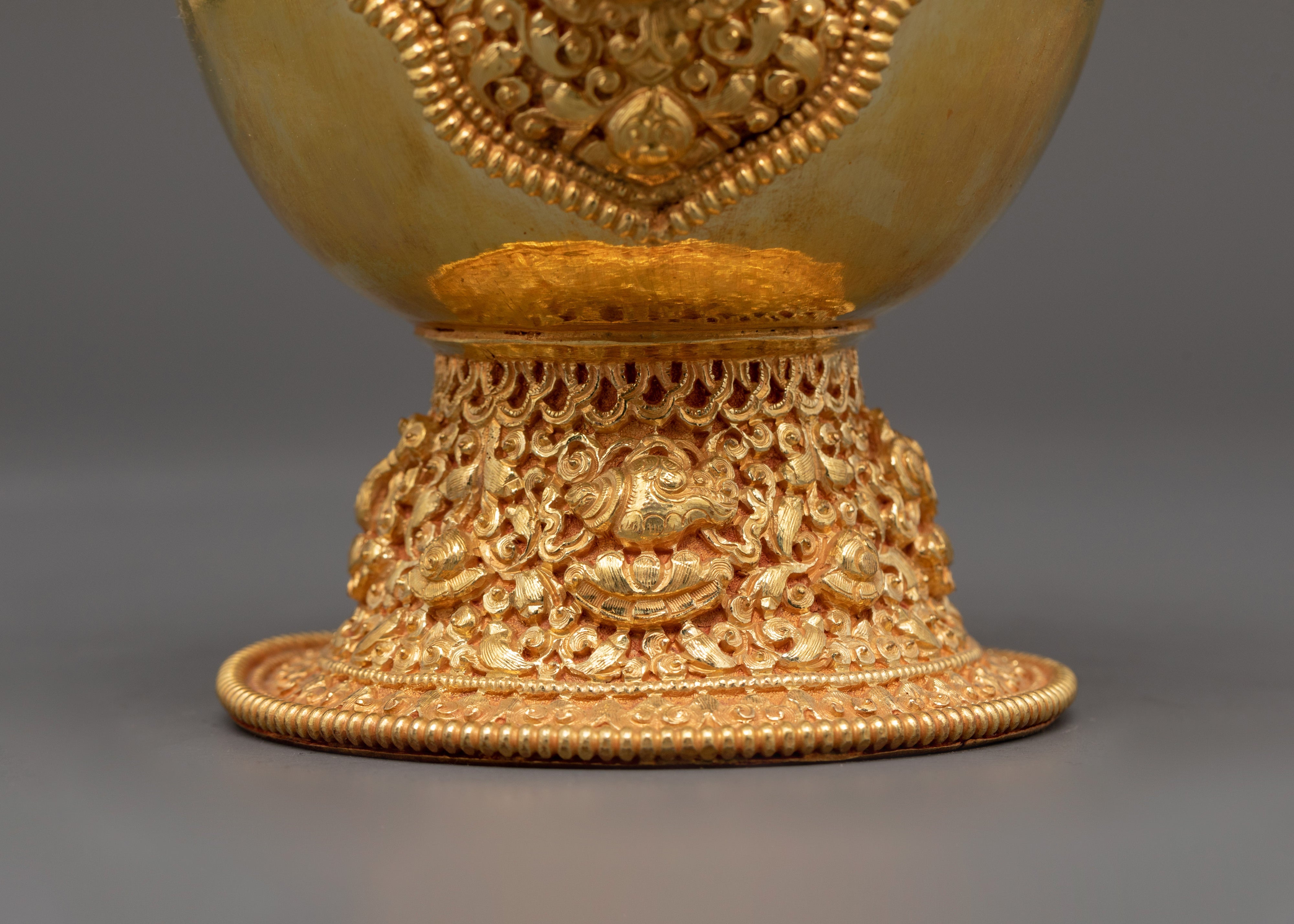 Large Gold-Plated Tibetan Bhumba Ritual Set | Spiritual Temple Decor