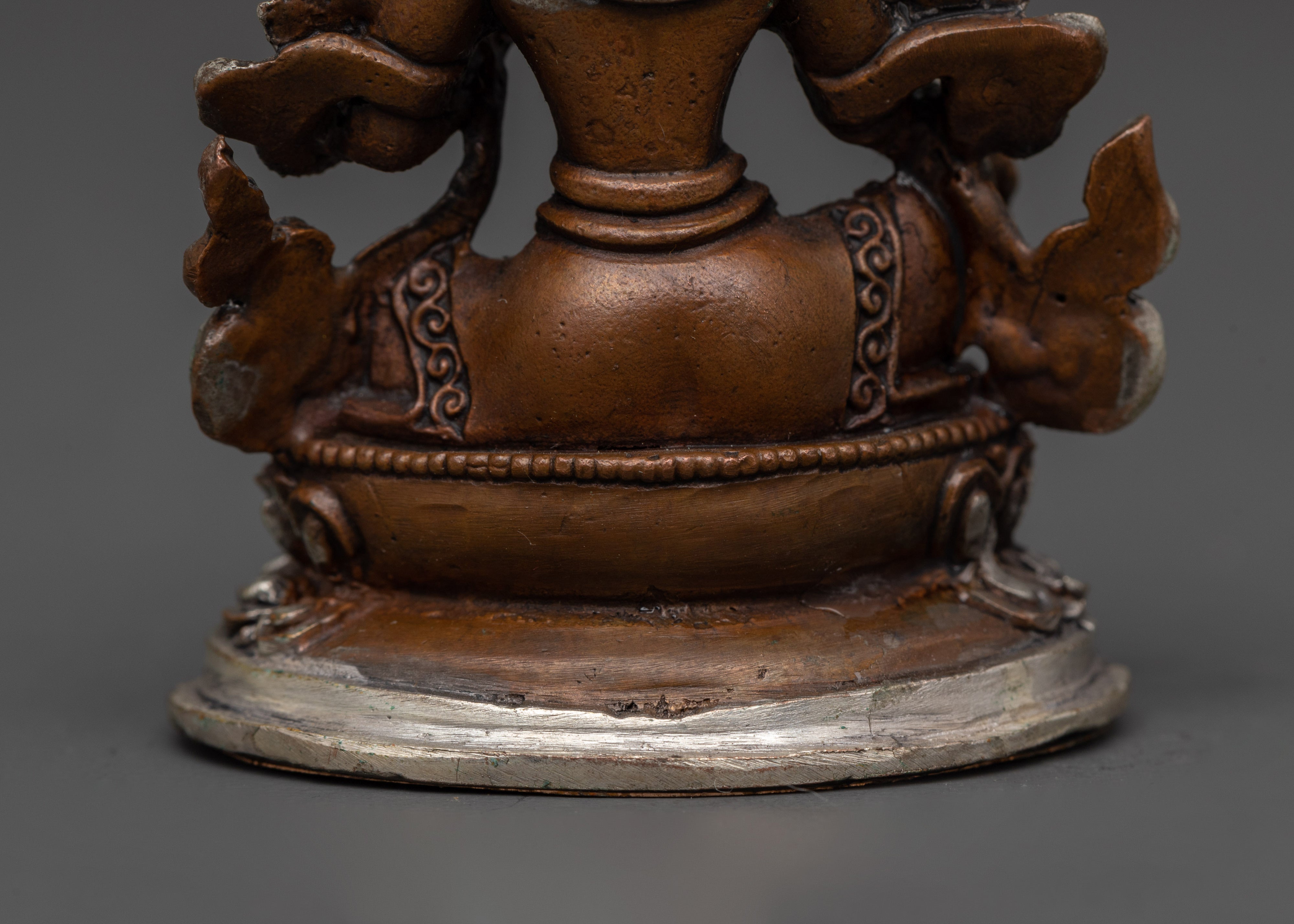 Green Tara Buddhist Goddess of Compassion | Oxidized Copper & Silver Plated Statue