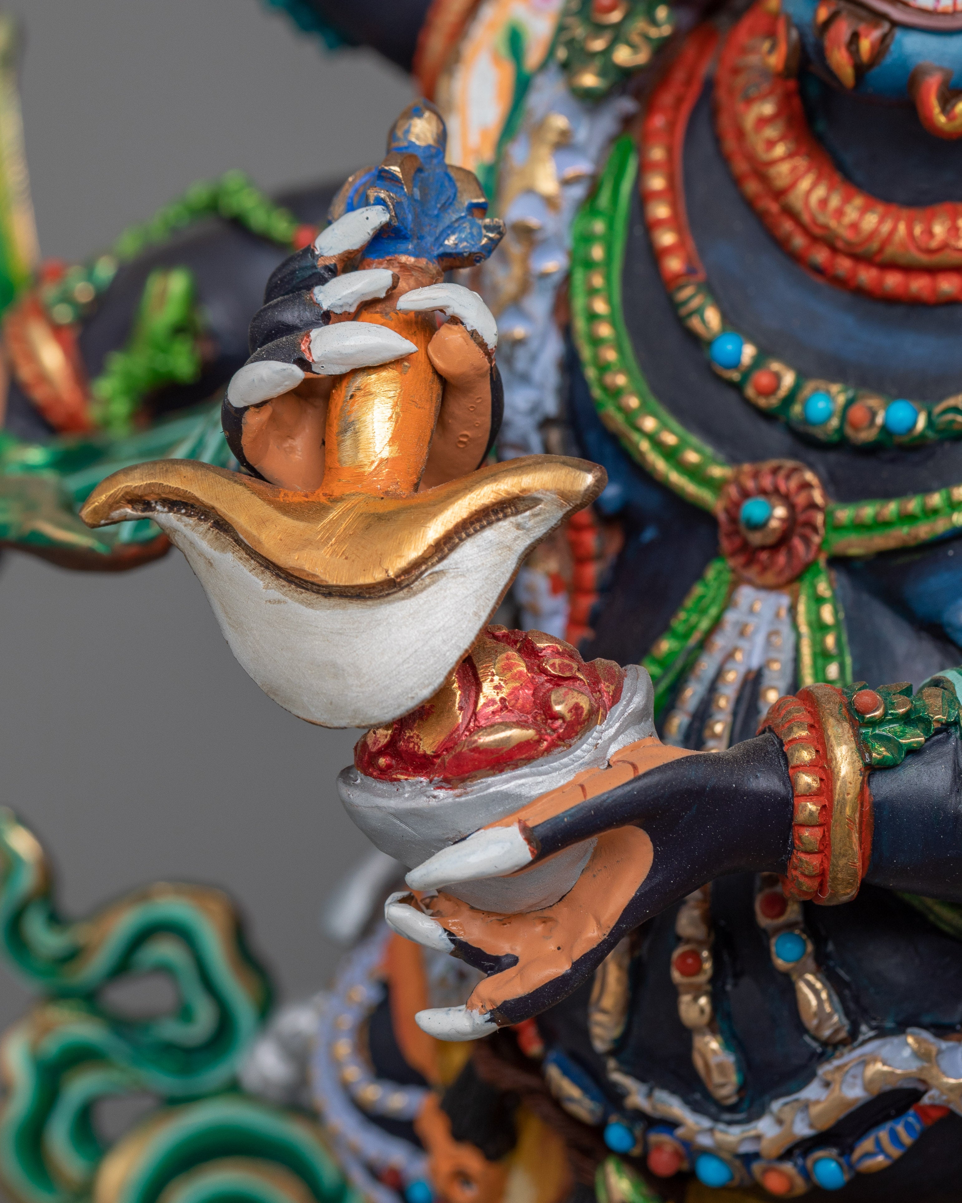 Fierce Deity Six Armed Mahakala Statue | Wrathful Protector Deity