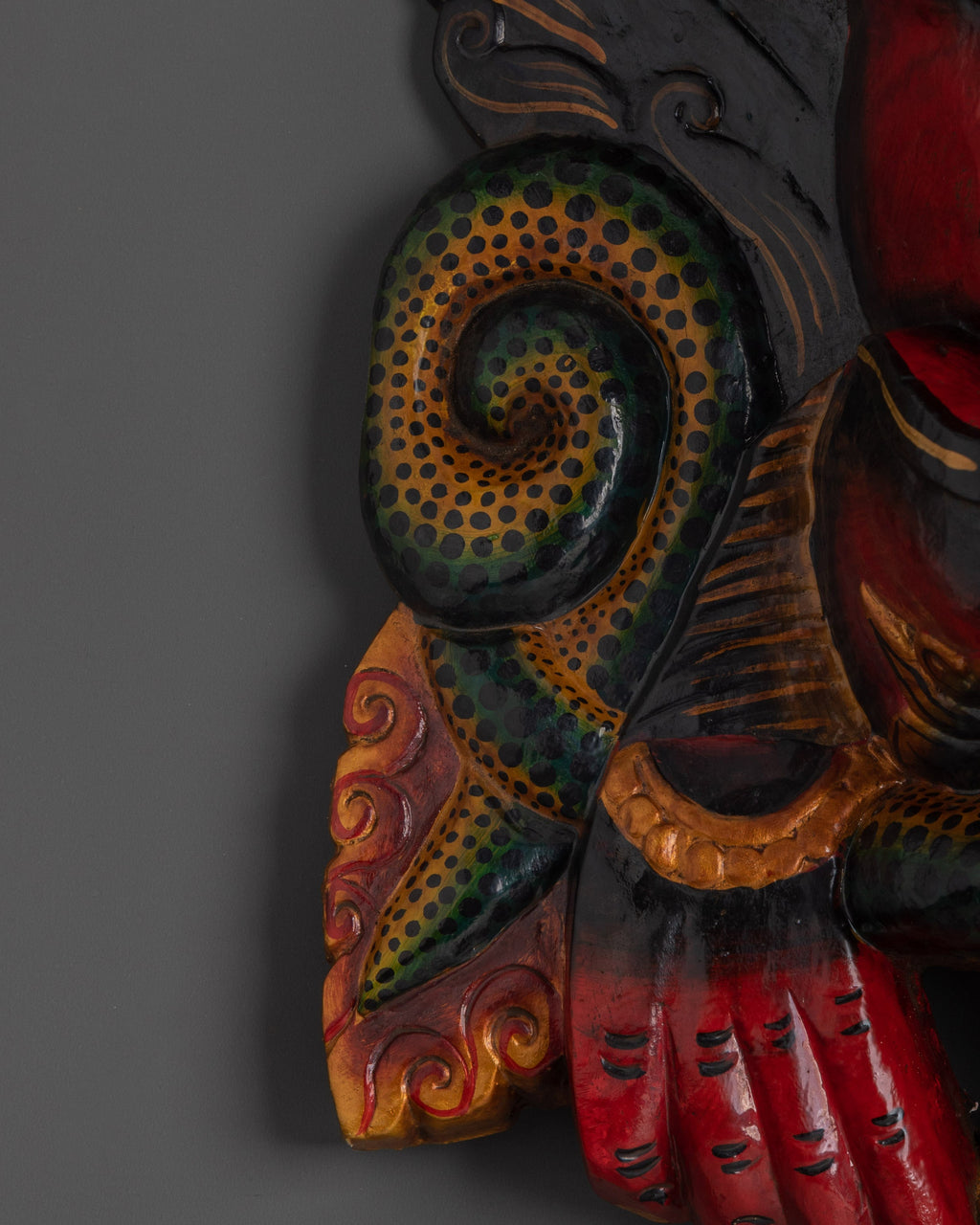 Large Triangular Ritual Mask Traditional Mask | Colorful Spiritual Sculpture