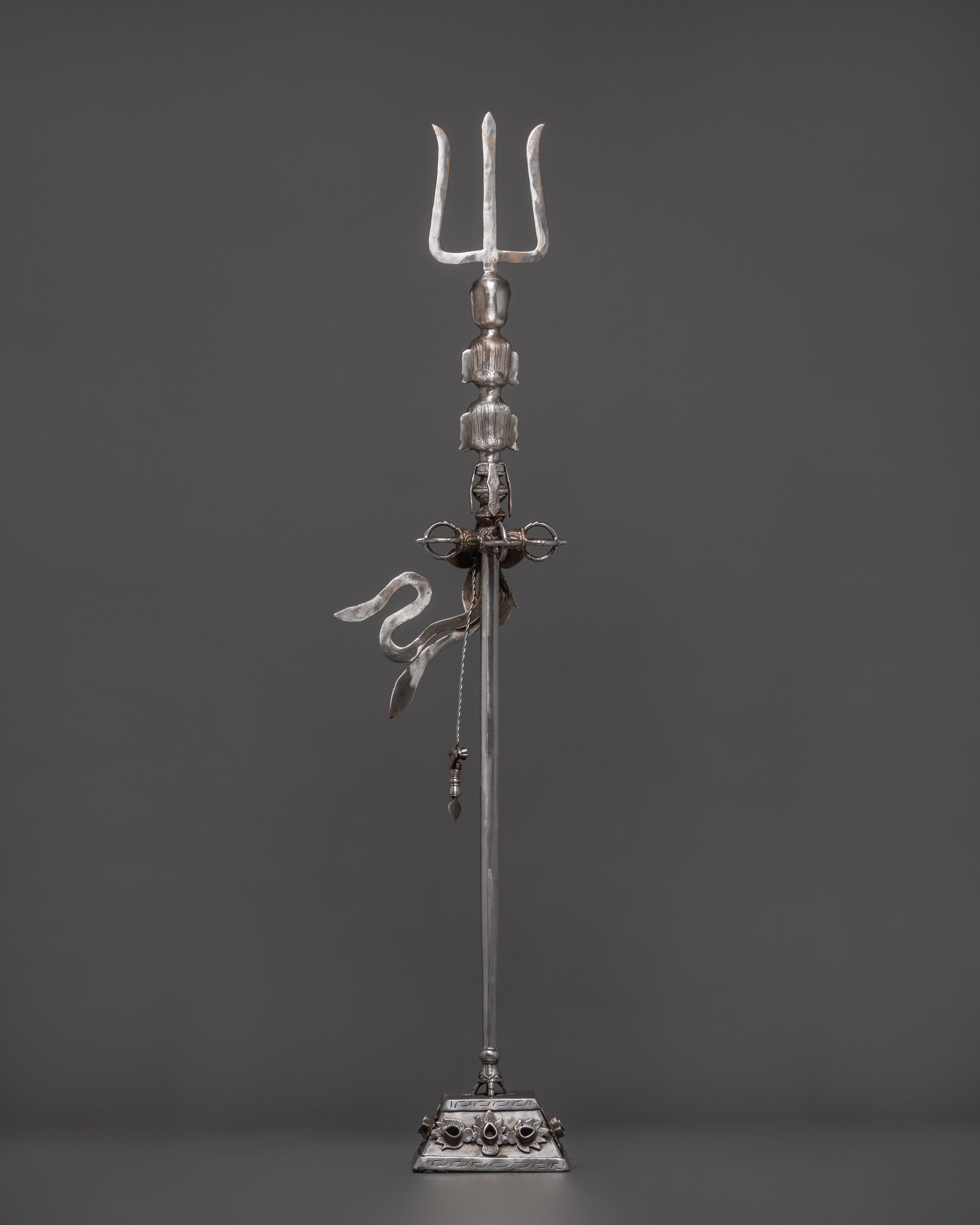 Traditional Tibetan Buddhist Khatvanga | Sacred Ritual Trident Staff