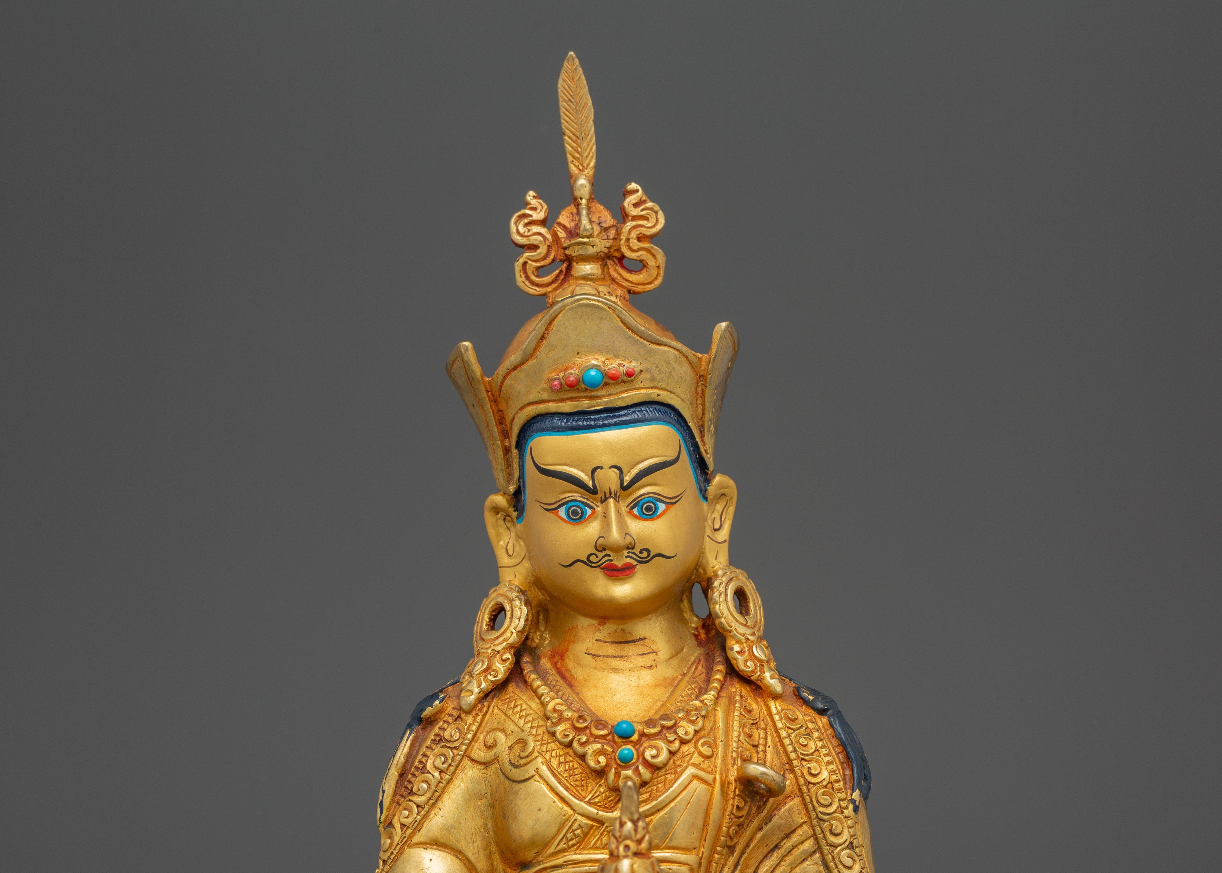 Sacred Statue of Lotus-Born Guru Rinpoche | Handcrafted Tibetan Buddhist Art