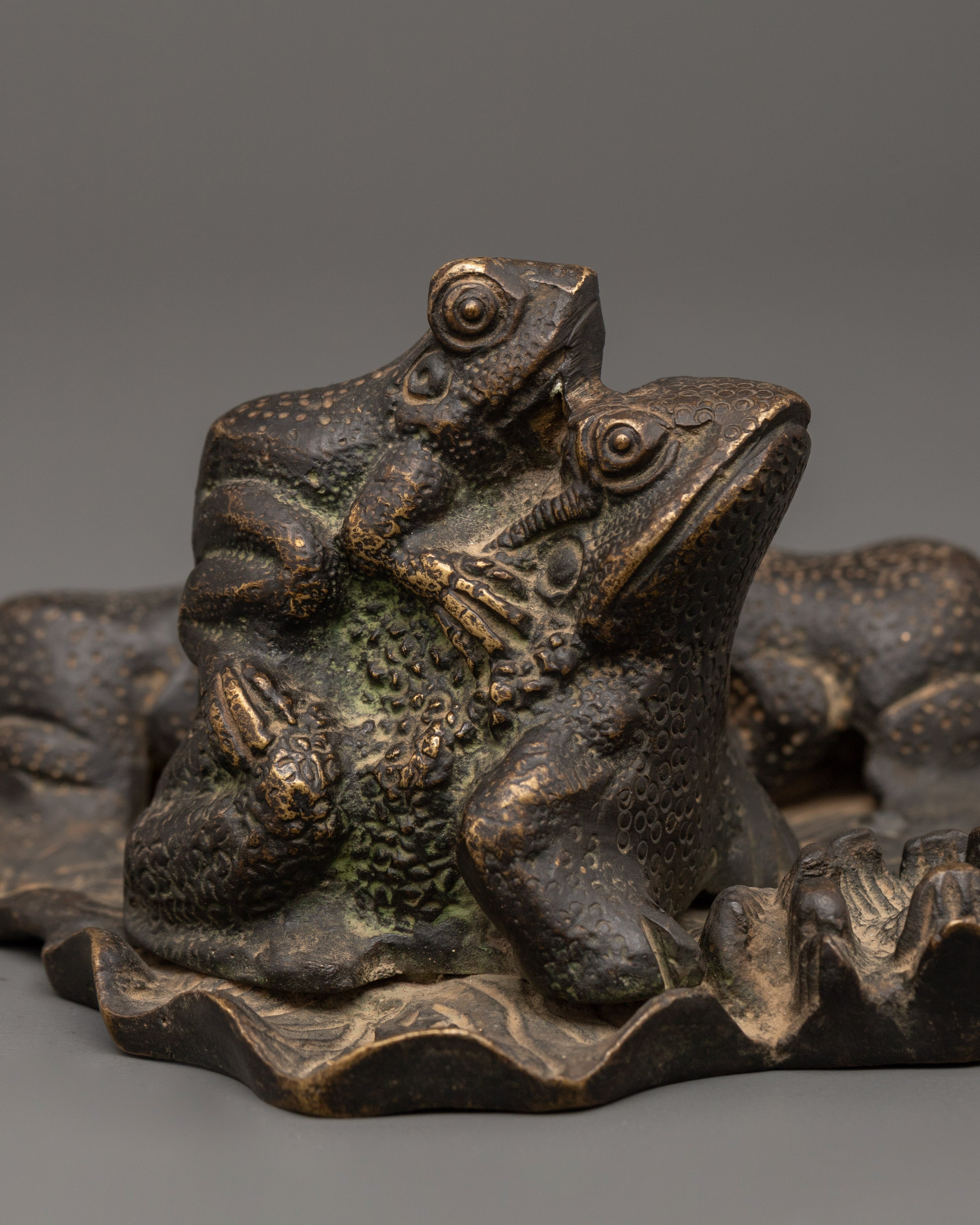 Brass Frog Figurine | Frog Statue for Home & Garden Decor