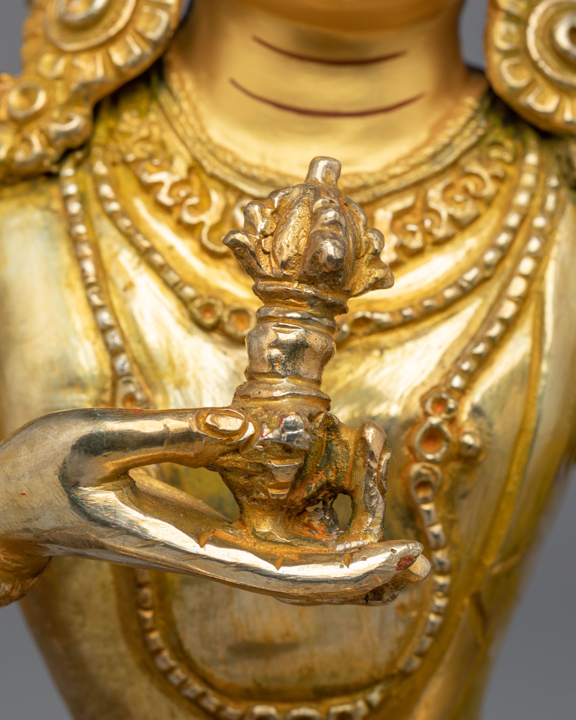 Sacred Vajrasattva Deity Sculpture | 24K Gold Plated Vajrasattva