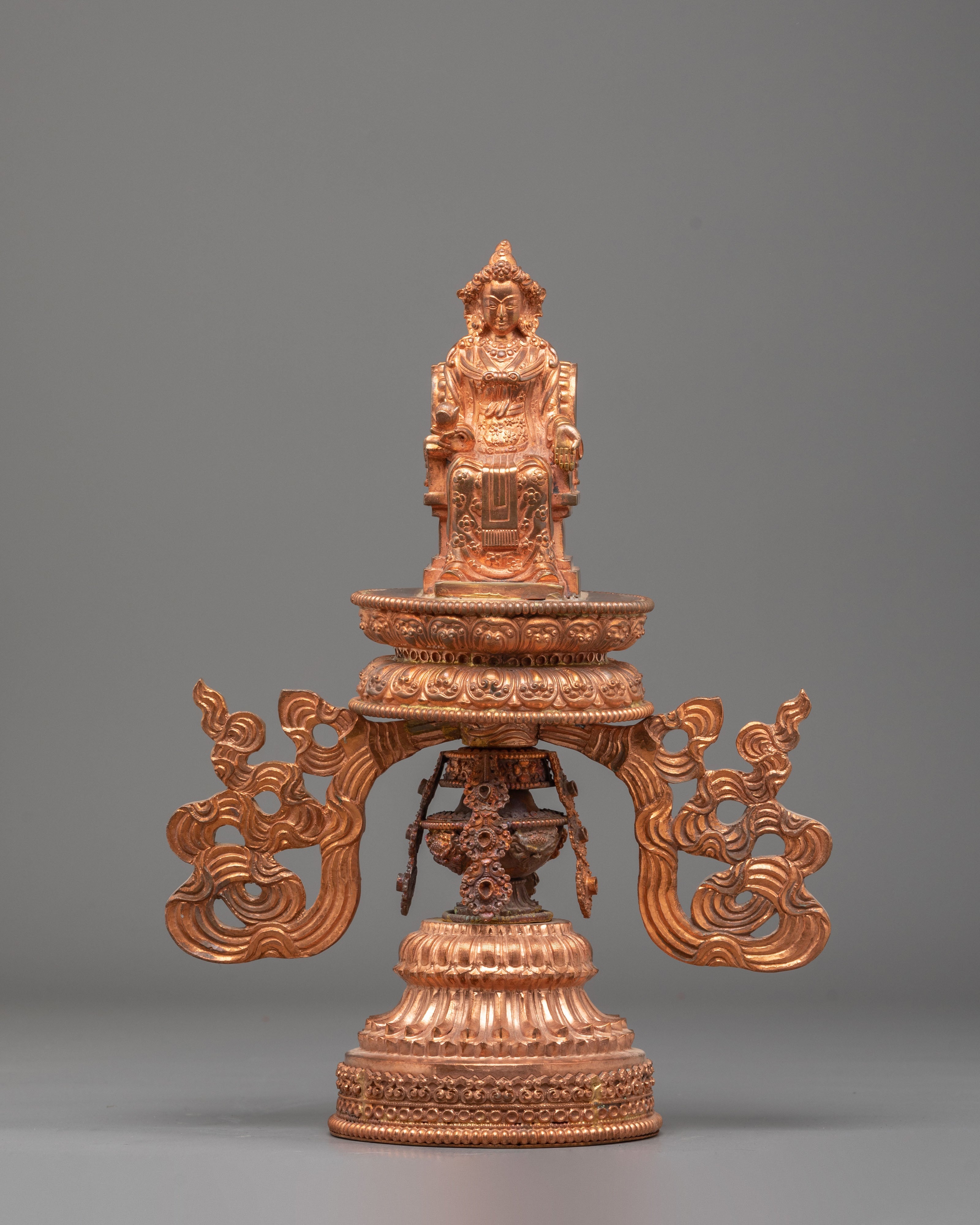 Sacred Buddhist Raja Rani Decorative Set | Copper Royal Figurine Collection
