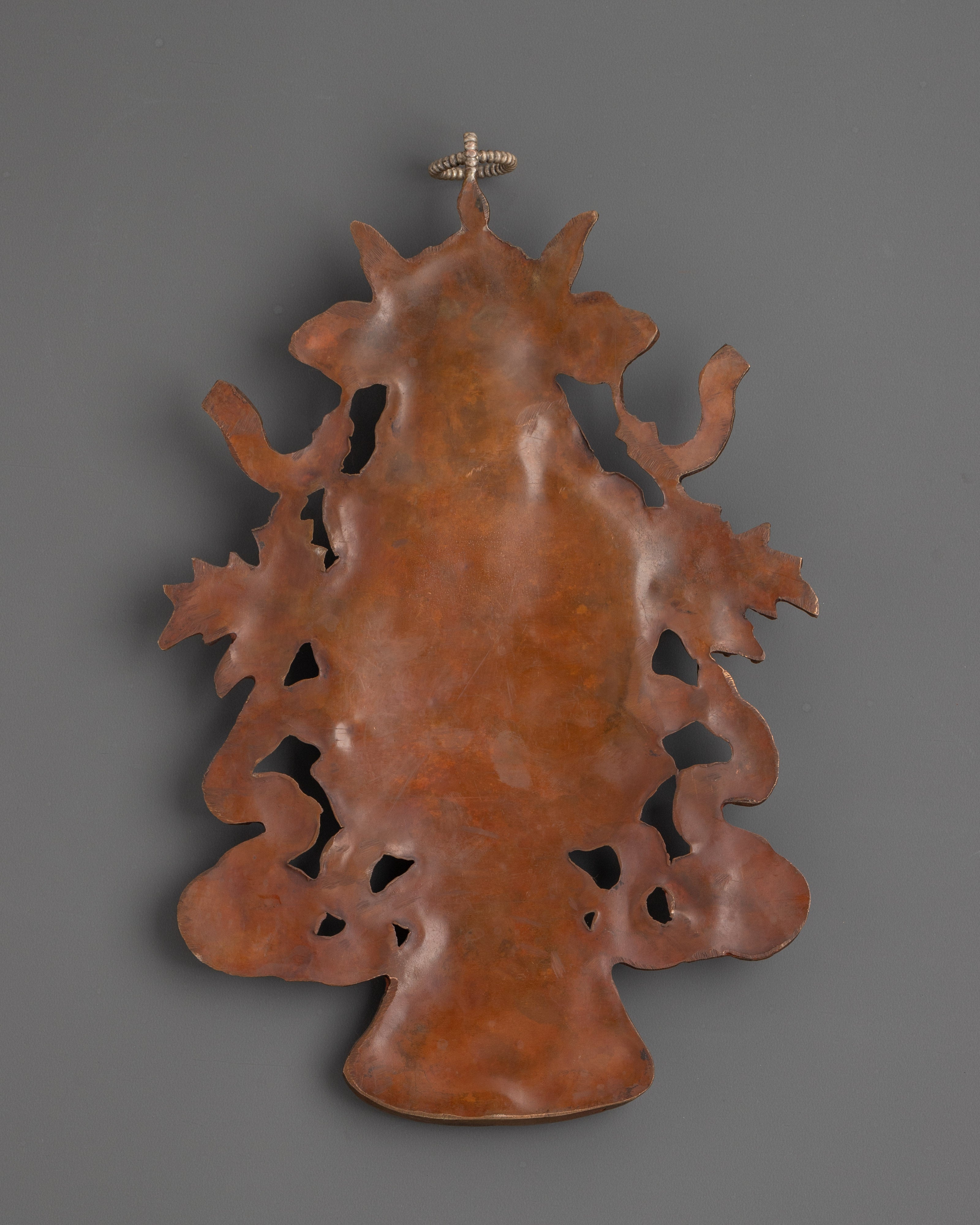 Auspicious Symbol Wall Hanging | Oxidized Copper & Silver Plated with Coral Stone