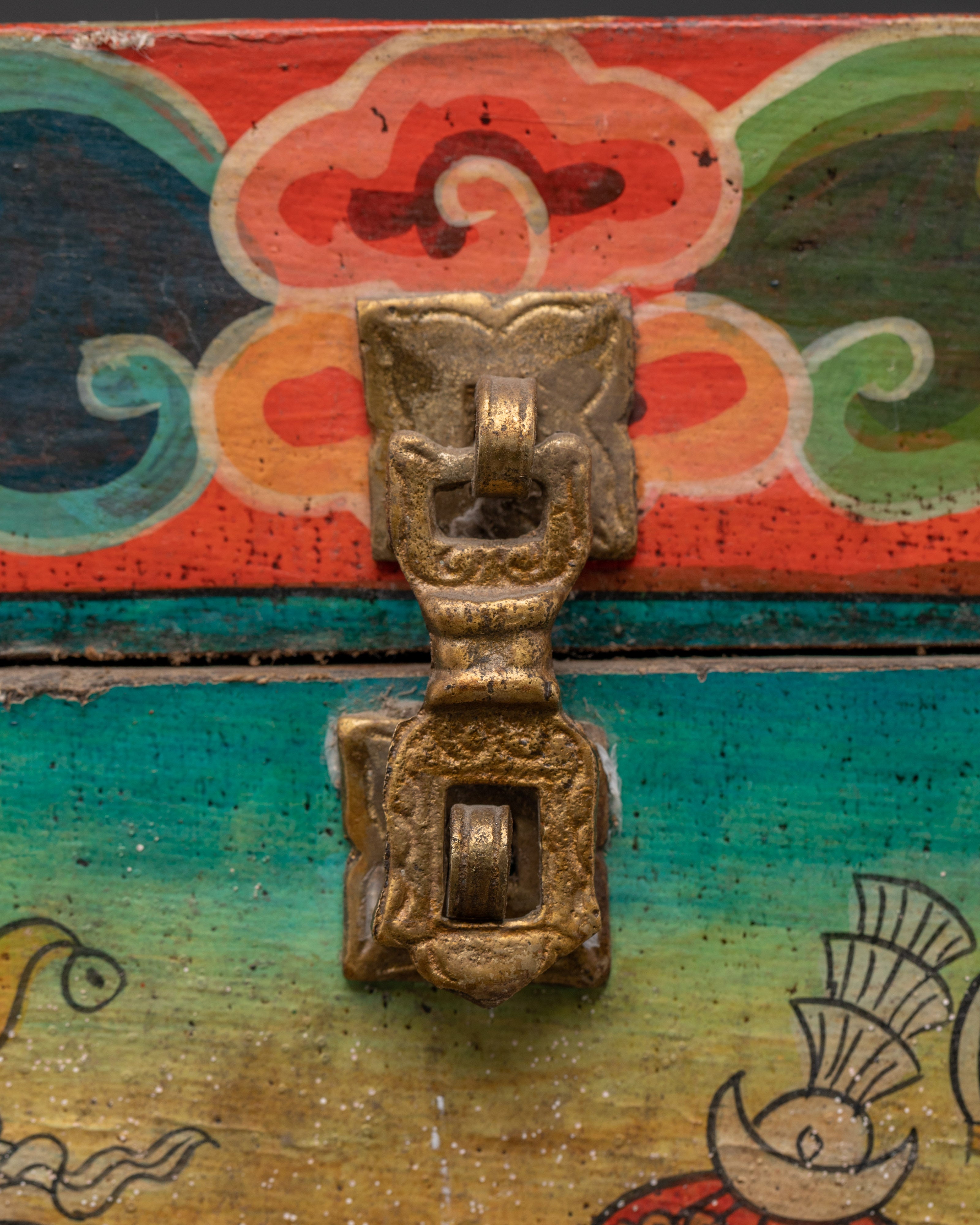 Tibetan Wooden Ritual Box | Hand-Painted Sacred Storage Chest