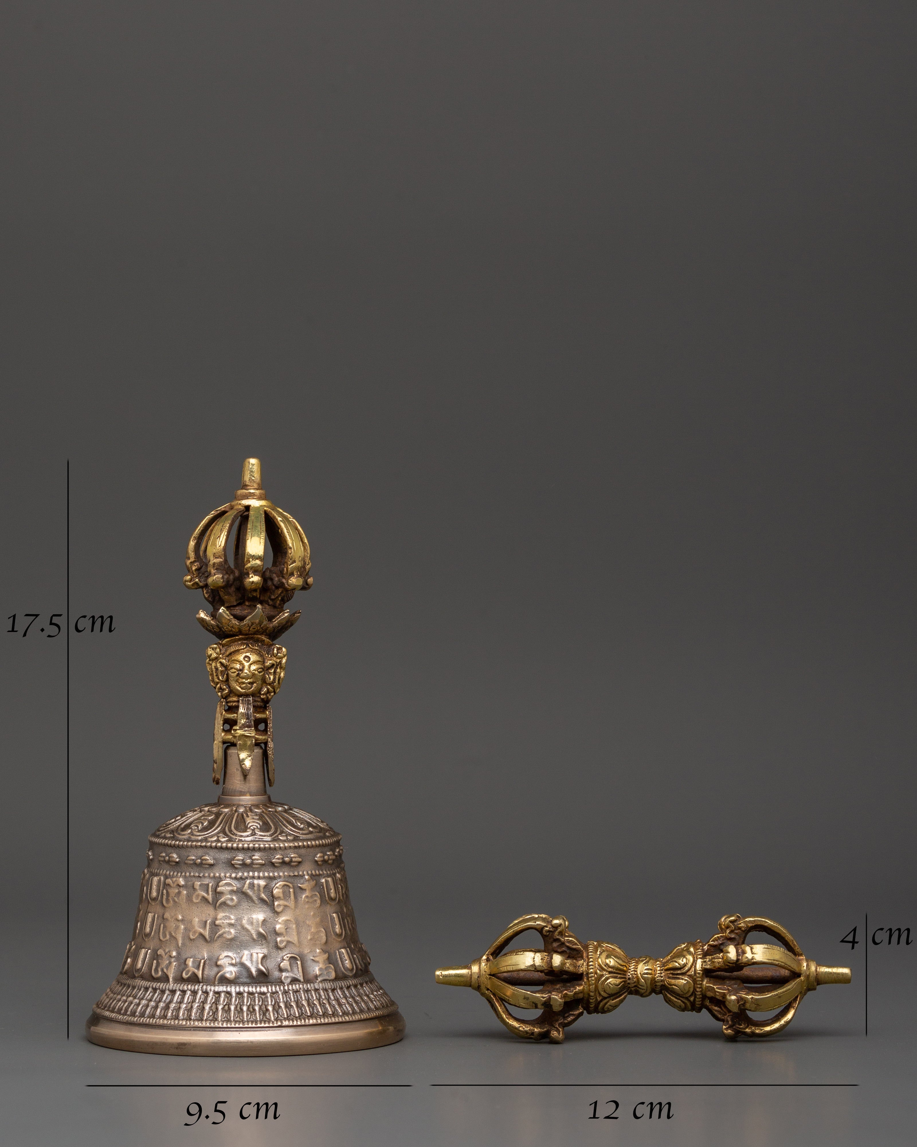 Tantric Vajra and Bell Set | Tibetan Brass Bell & Vajra for Rituals
