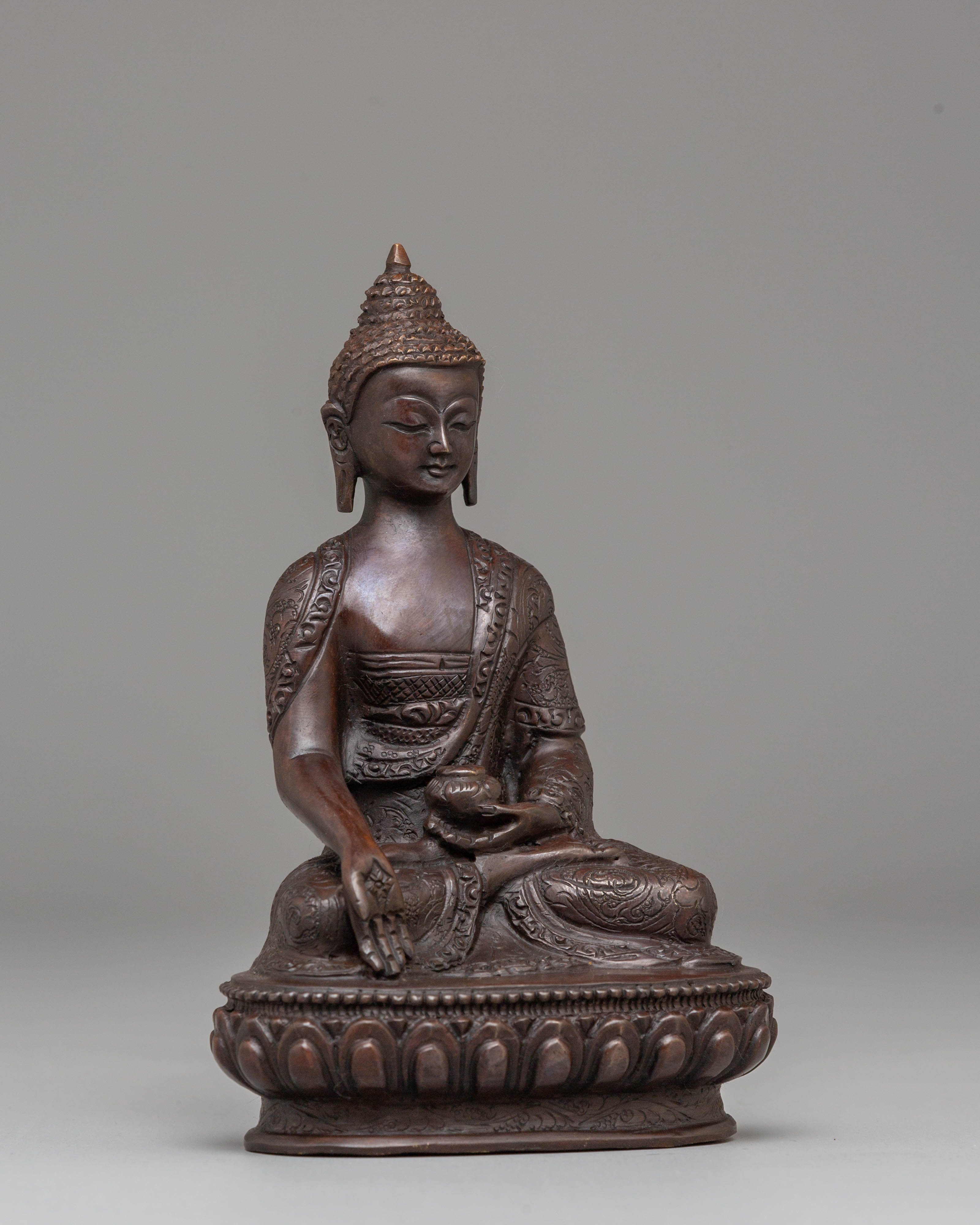 Oxidized Handcrafted Ratnasambhava Statue | Peaceful Jewel-Born Buddha