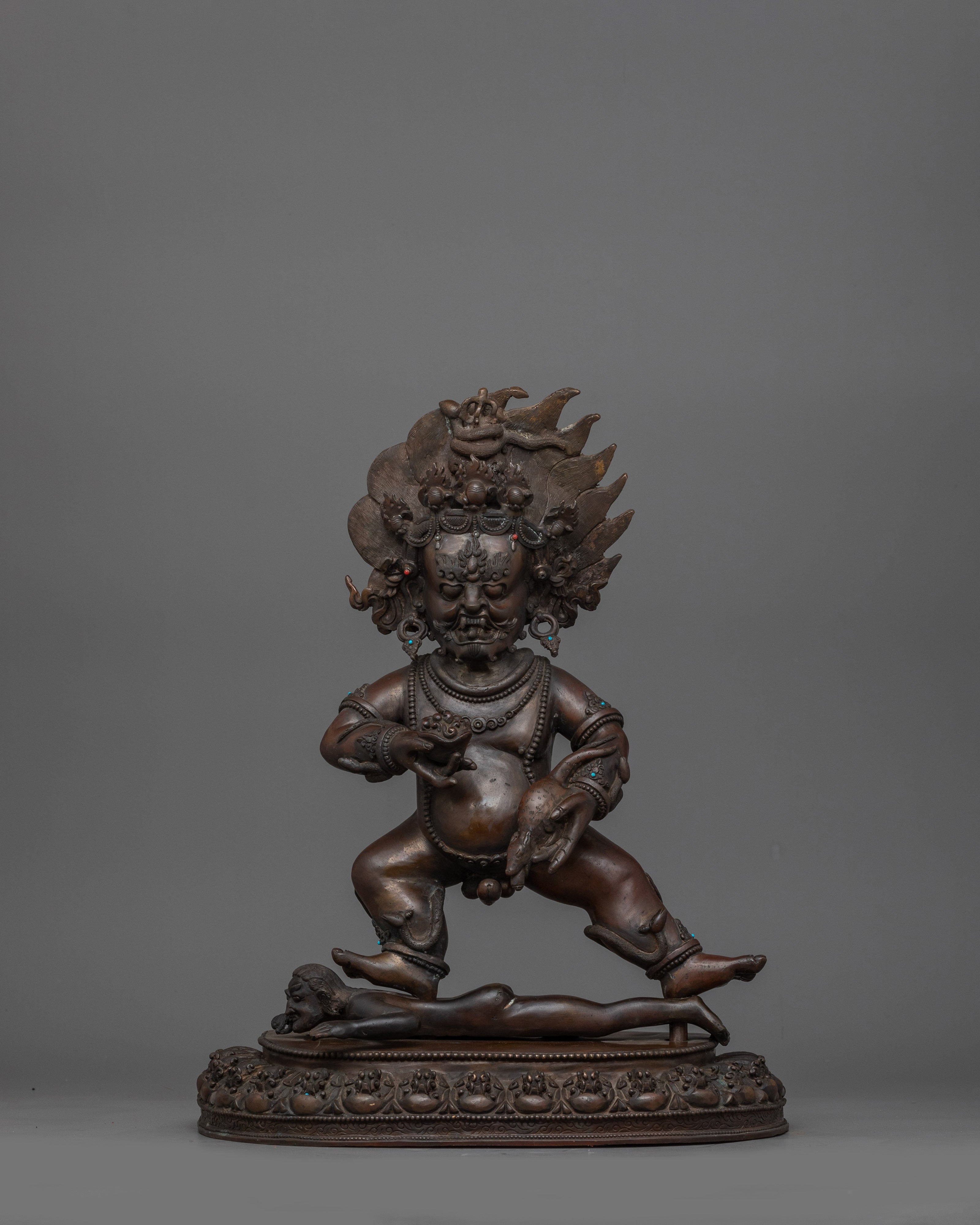 Spiritual Wealth Deity Black Dzambhala Figurine | Handcrafted Statue for Decor