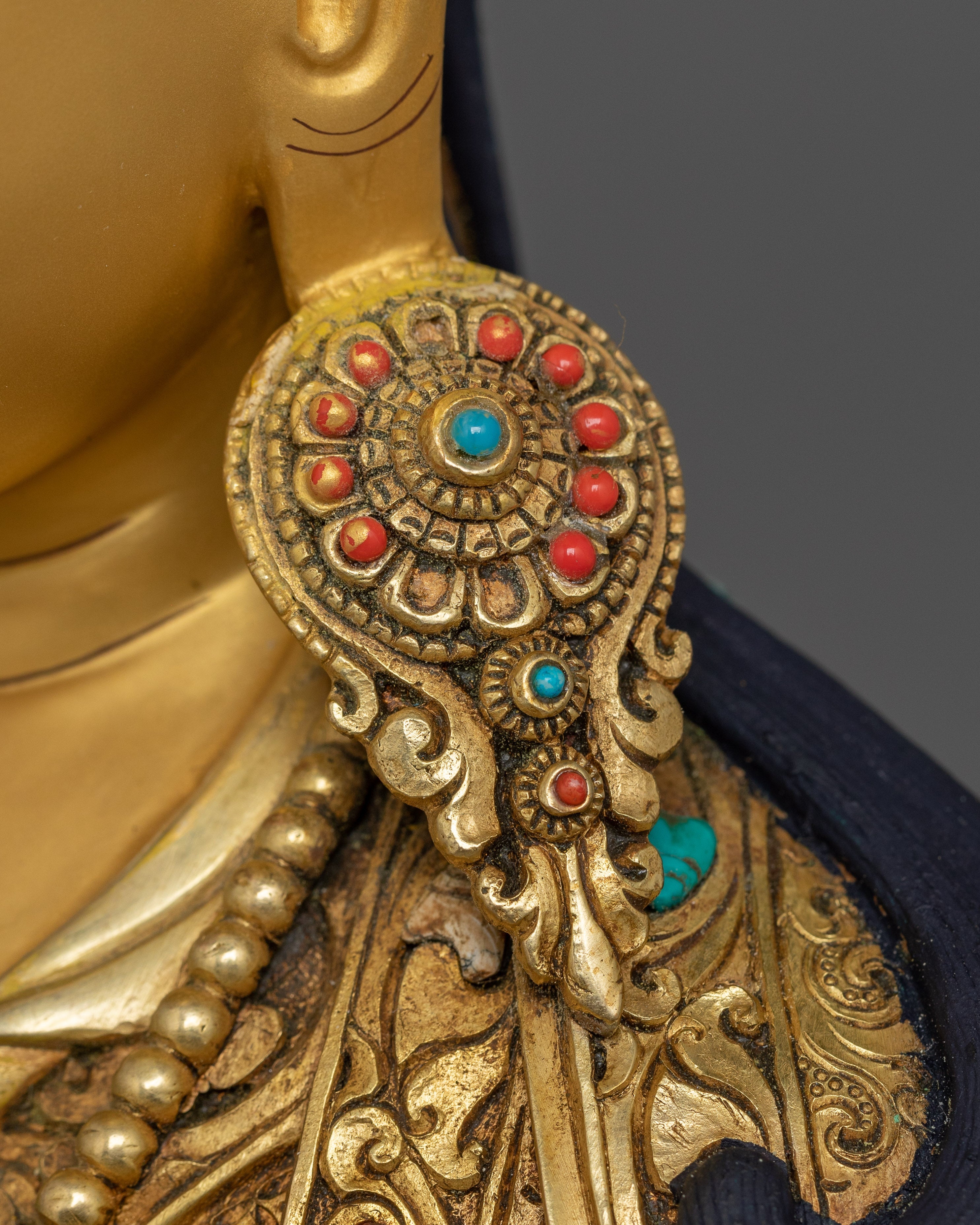 Guru Rinpoche With Beautiful Handcarved Gemstones Statue | The Precious Master