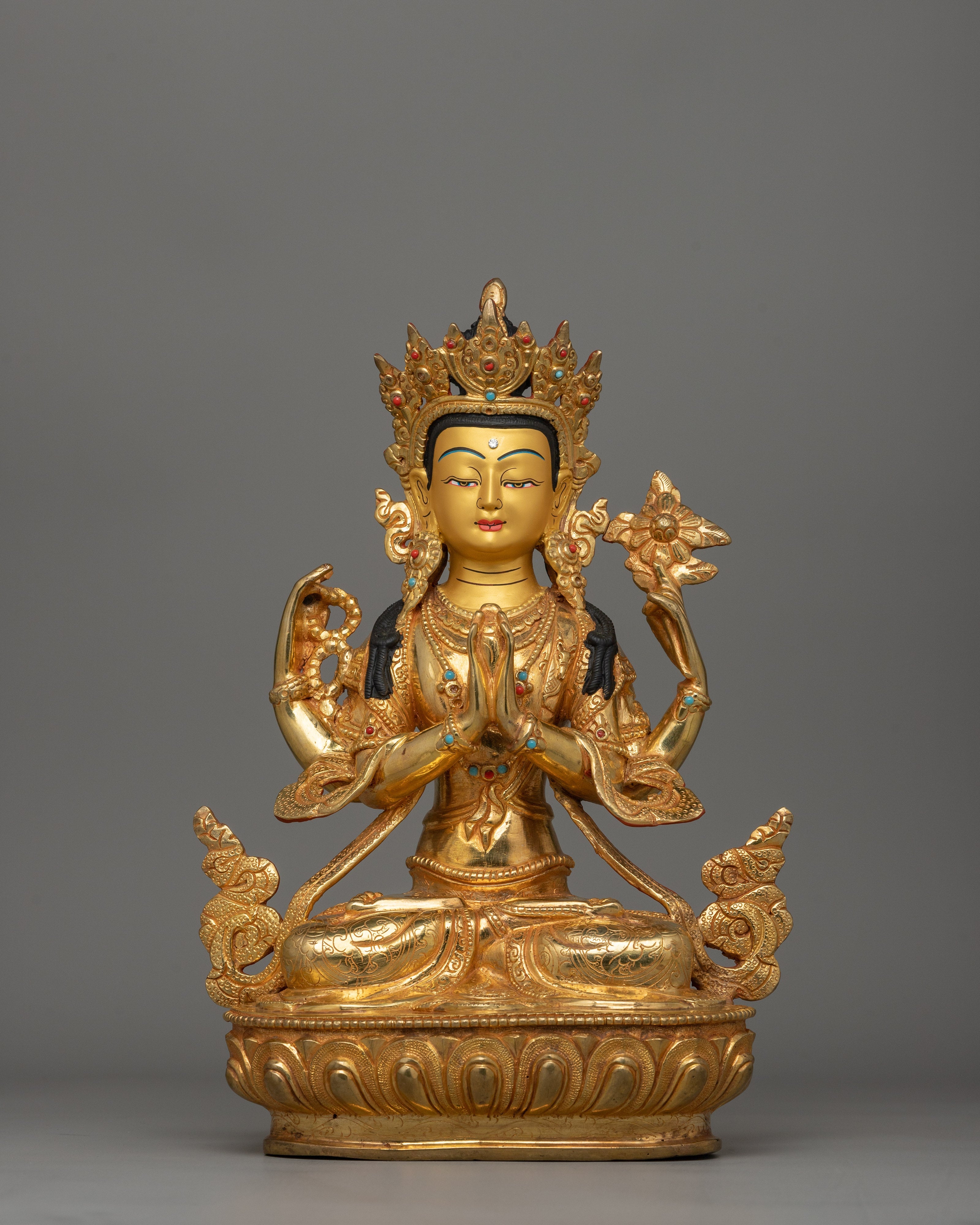 Handcrafted Bodhisattva Chenrezig Statue | Deity of Compassion