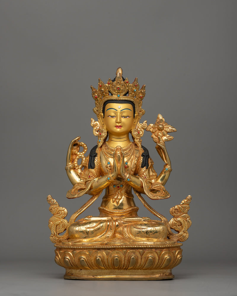 Handcrafted Bodhisattva Chenrezig Statue | Deity of Compassion