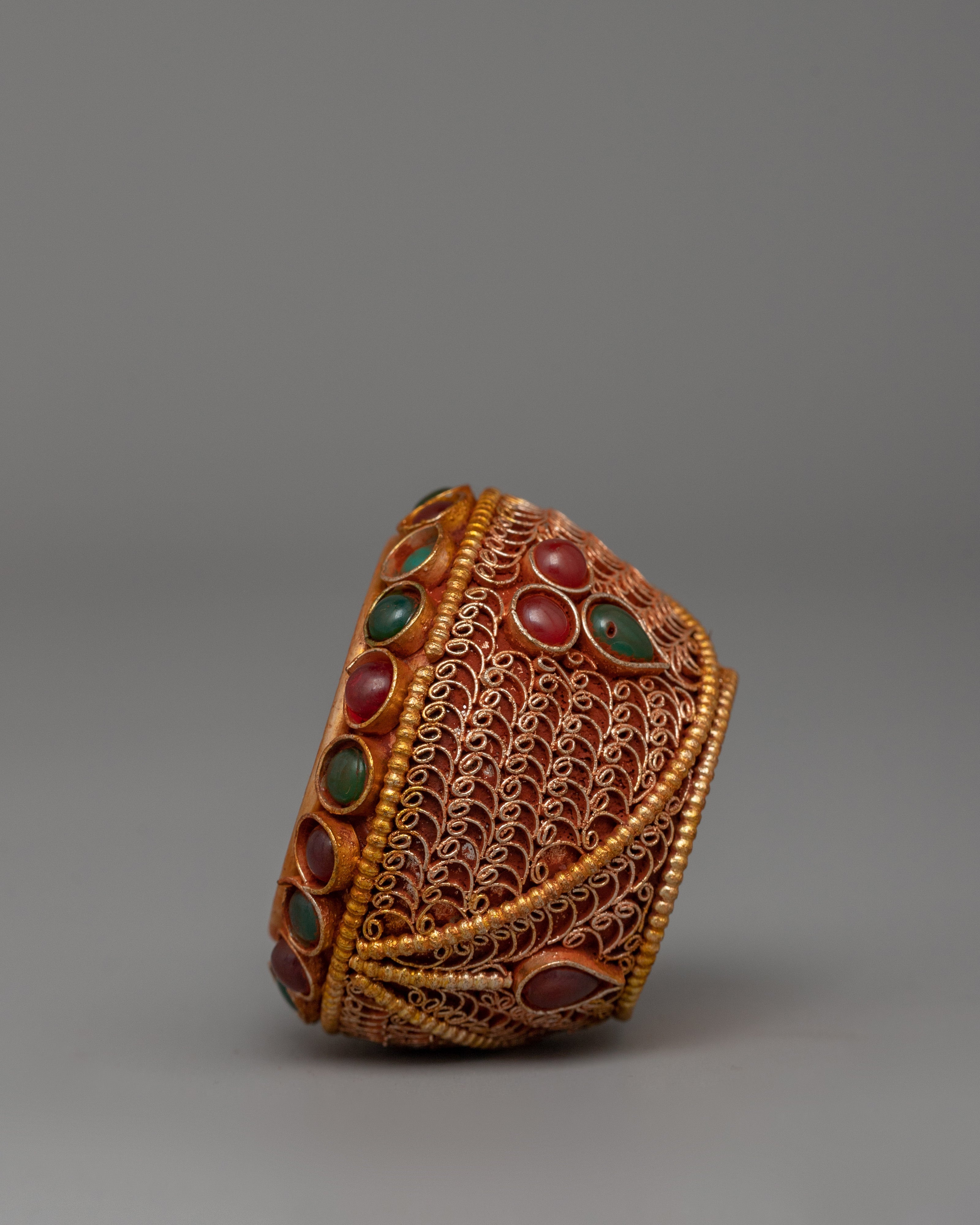 Golpa Ritual Offering Bowl | Handcrafted Tibetan Copper Alms Bowl with Filigree Work
