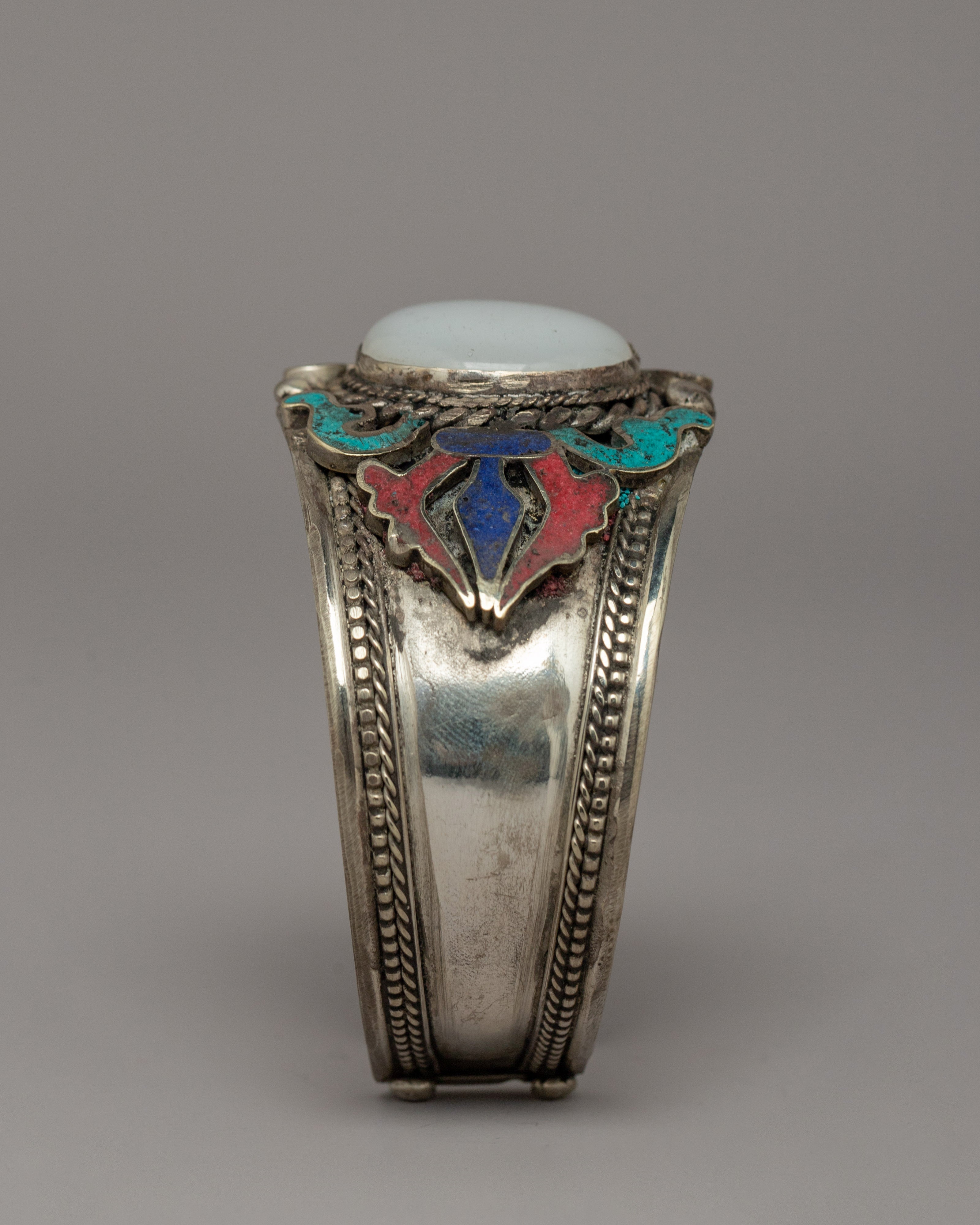 White Metal with Gemstone Bracelet | Spiritual Gemstone Jewelry