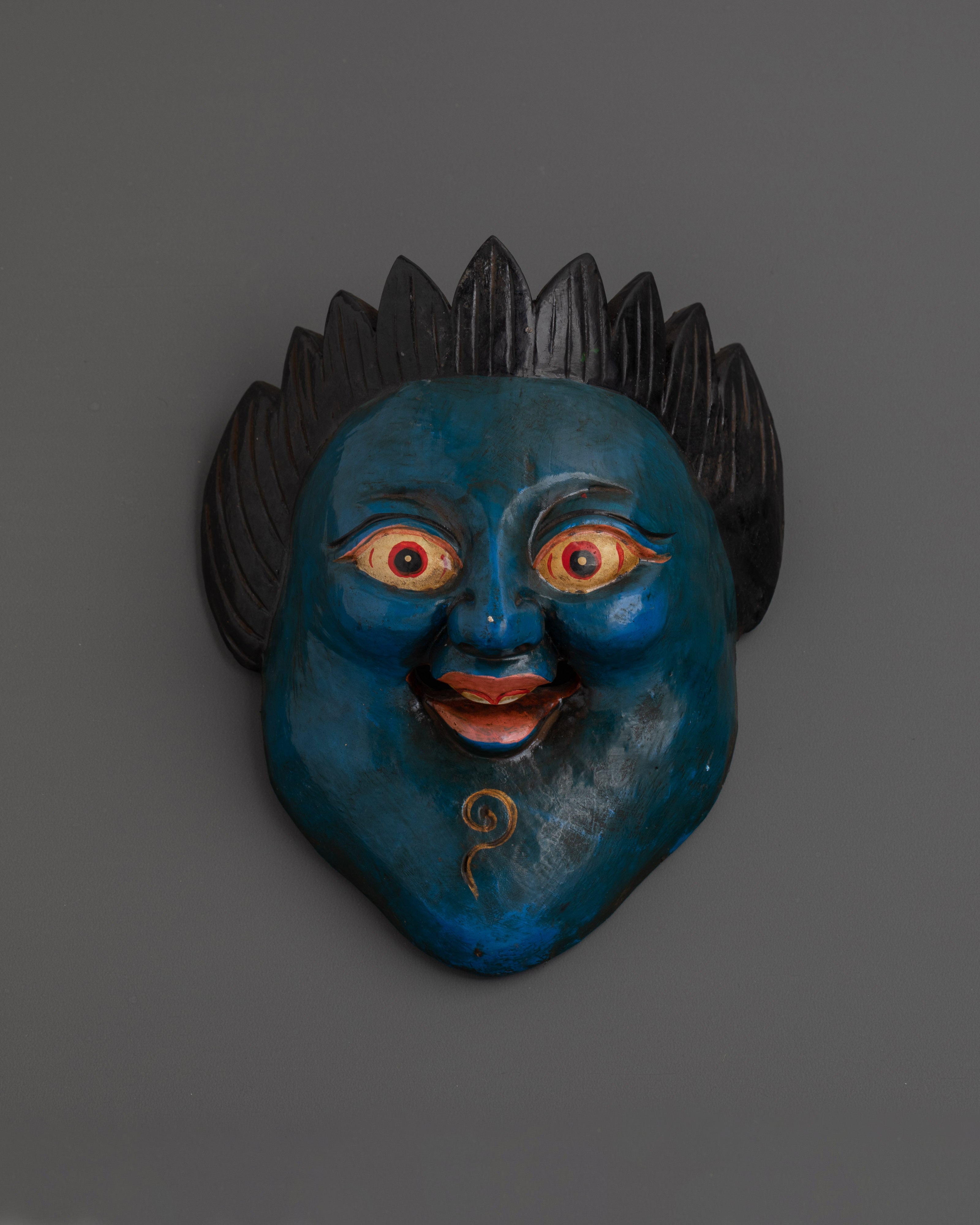 Folk Art Wooden Mask | Handcrafted Painted Wood Wall Decor