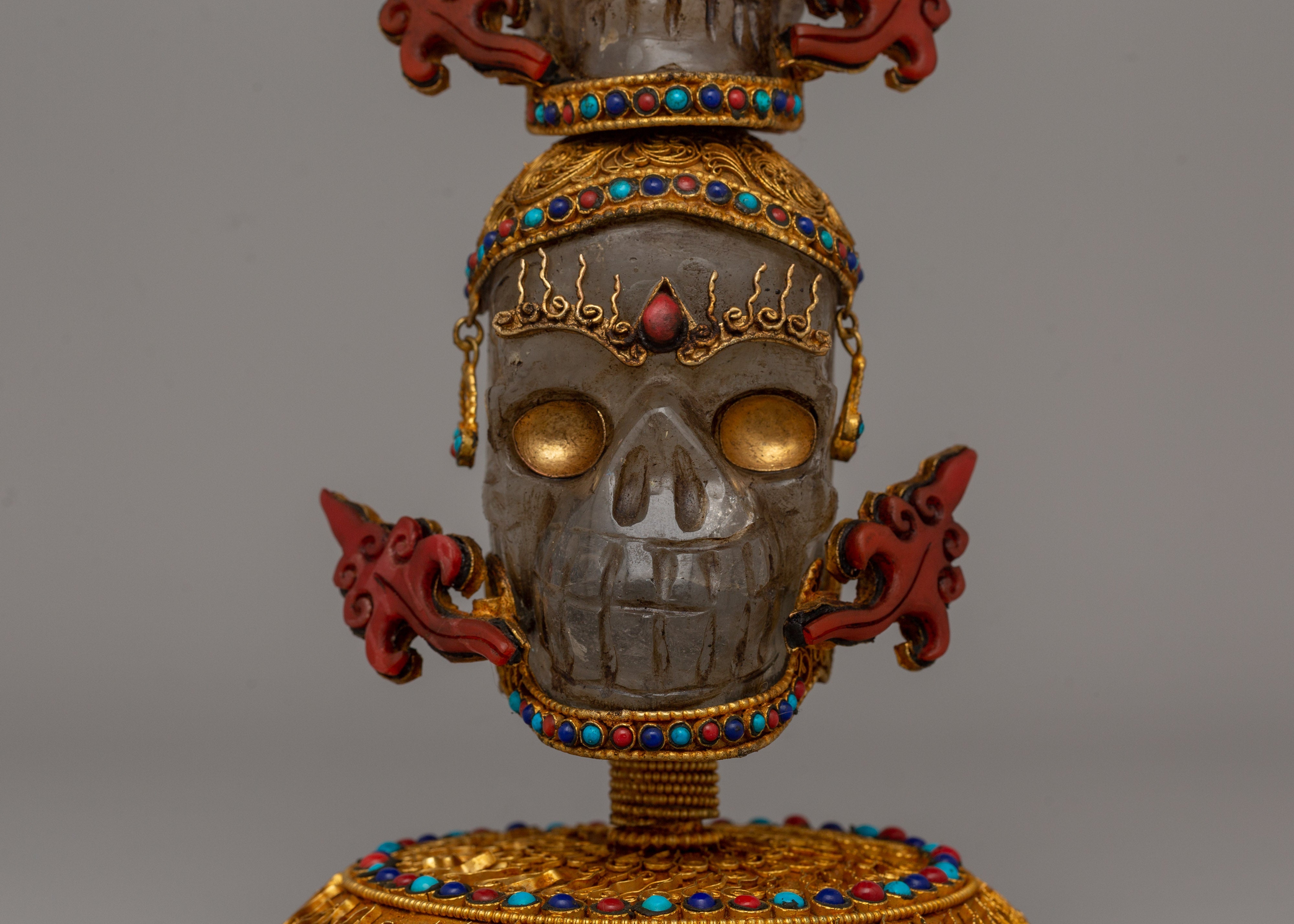 Handcrafted Buddhist Skull Head Statue | Perfect for Spiritual Home Decor