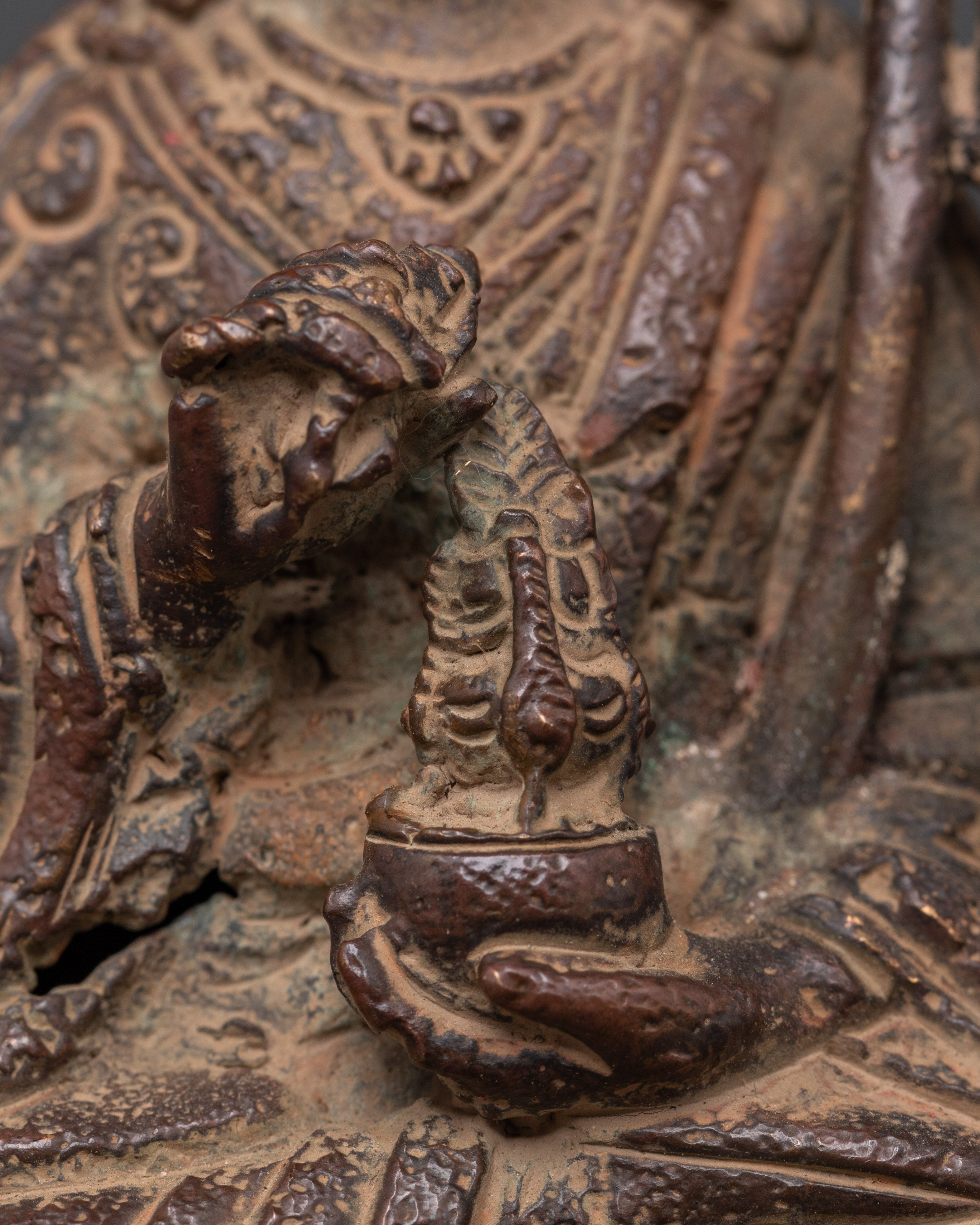 Handcrafted Guru Rinpoche Statue | Copper with Antique Finishing