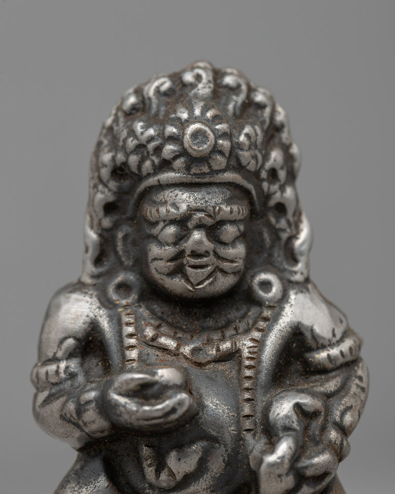 Silver Plated Dzambhala Statue | Copper Wealth Deity for Abundance & Protection