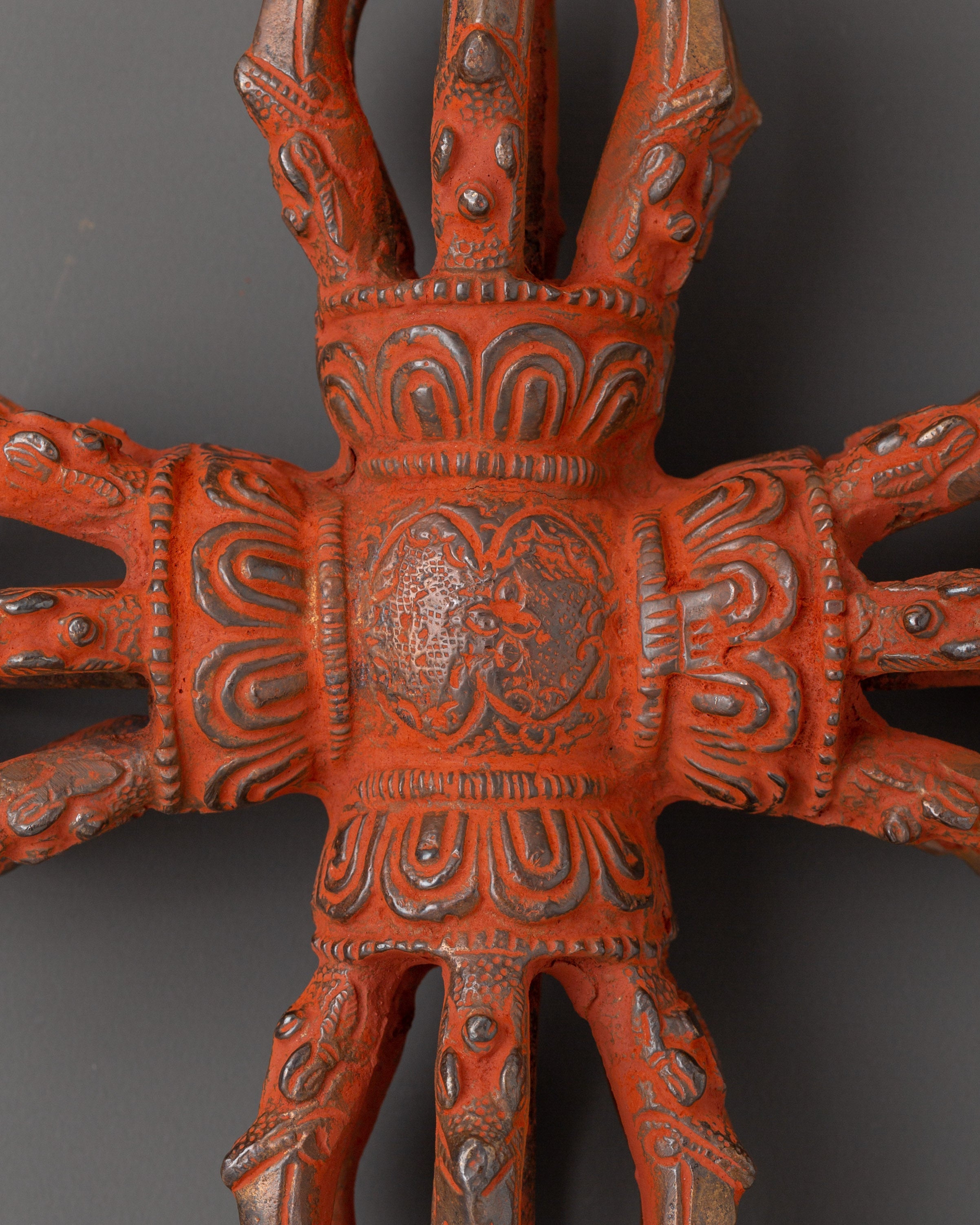 Sacred Oxidized Brass Vishwo Vajra | Double Dorje Emblem