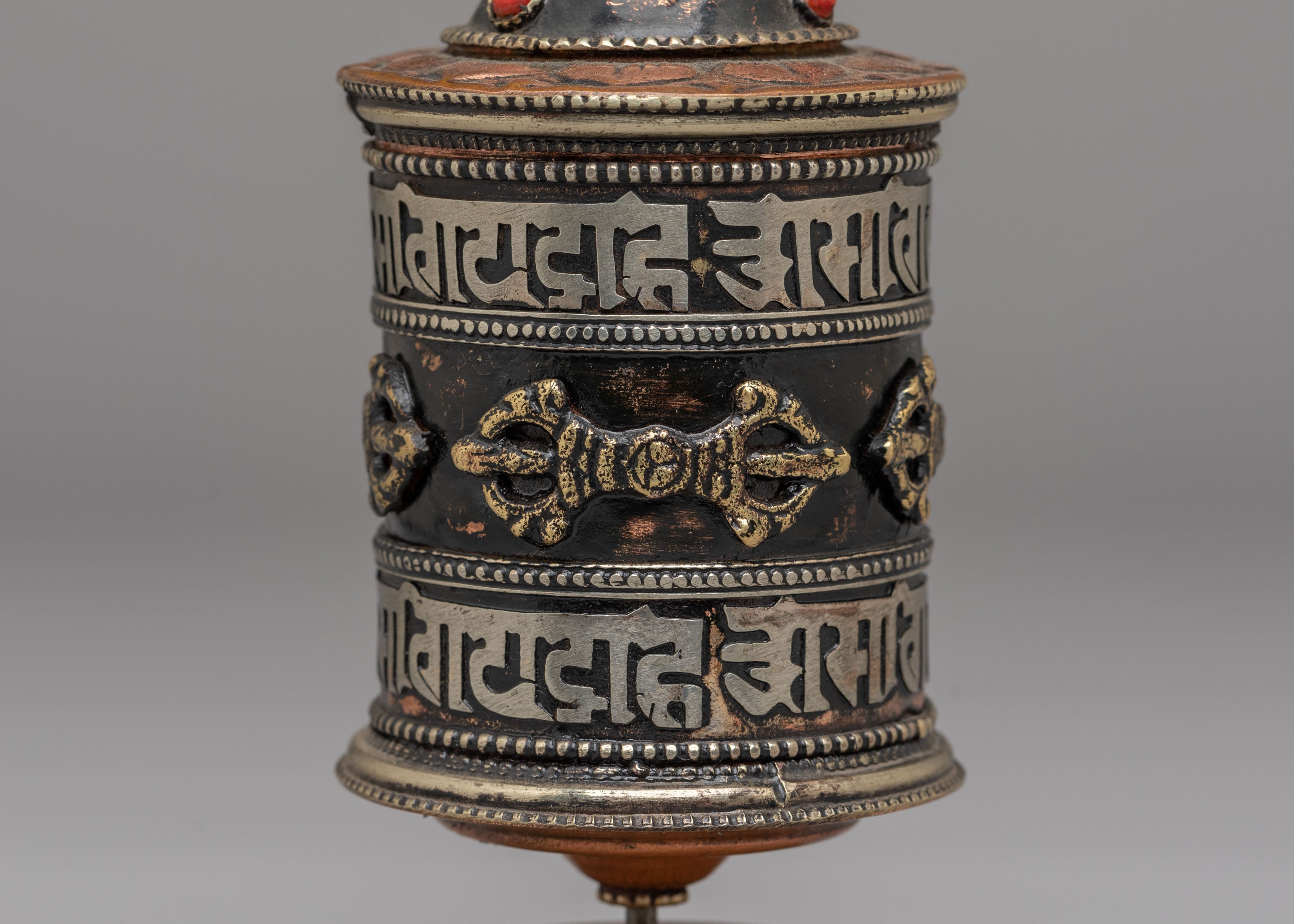 Buddhist Ritual Prayer Wheel | Tibetan Copper Mani Wheel