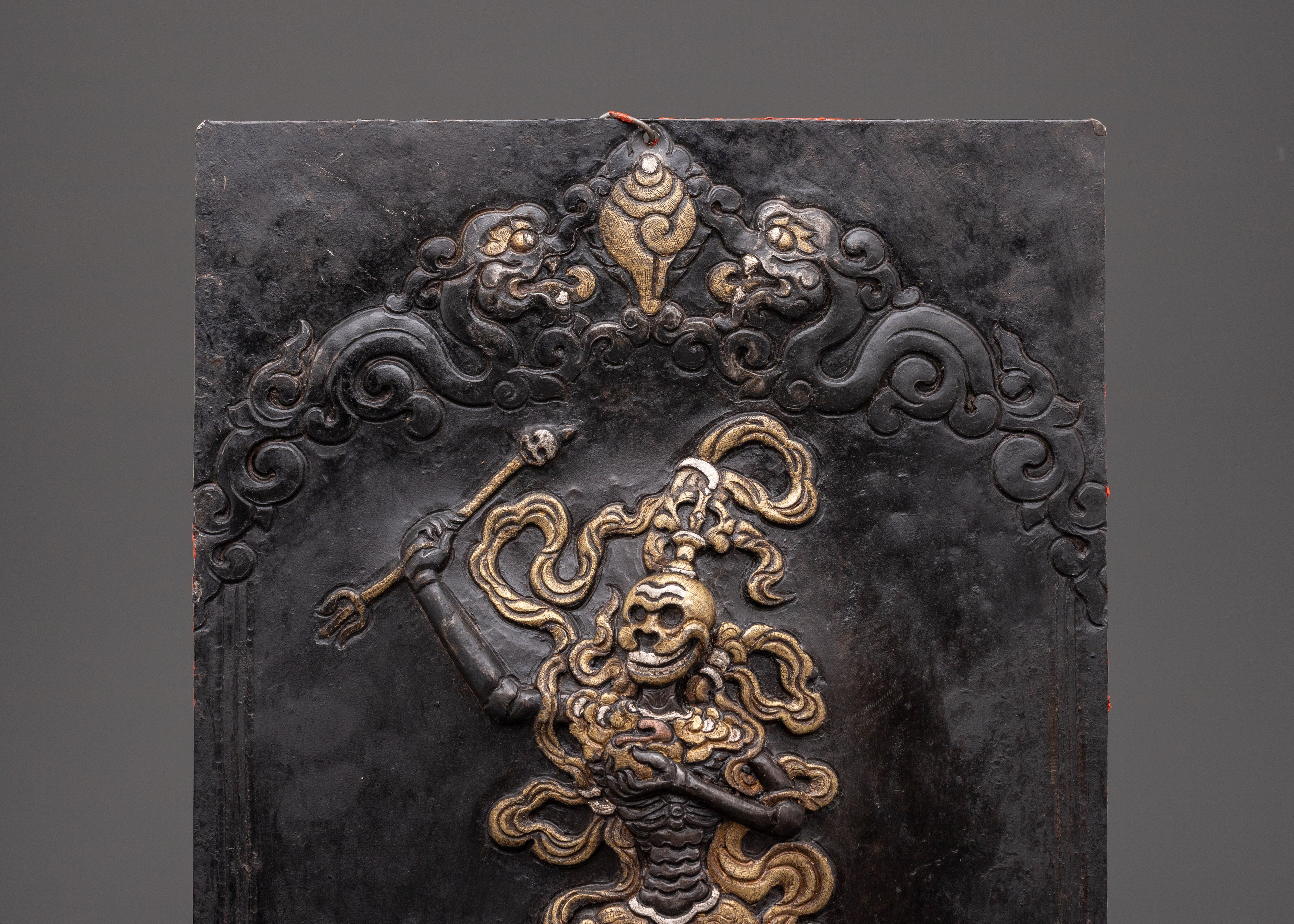 Spiritual Buddhist Wrathful Protector Wall Hanging | Tibetan Iron Silver Brass Religious Art