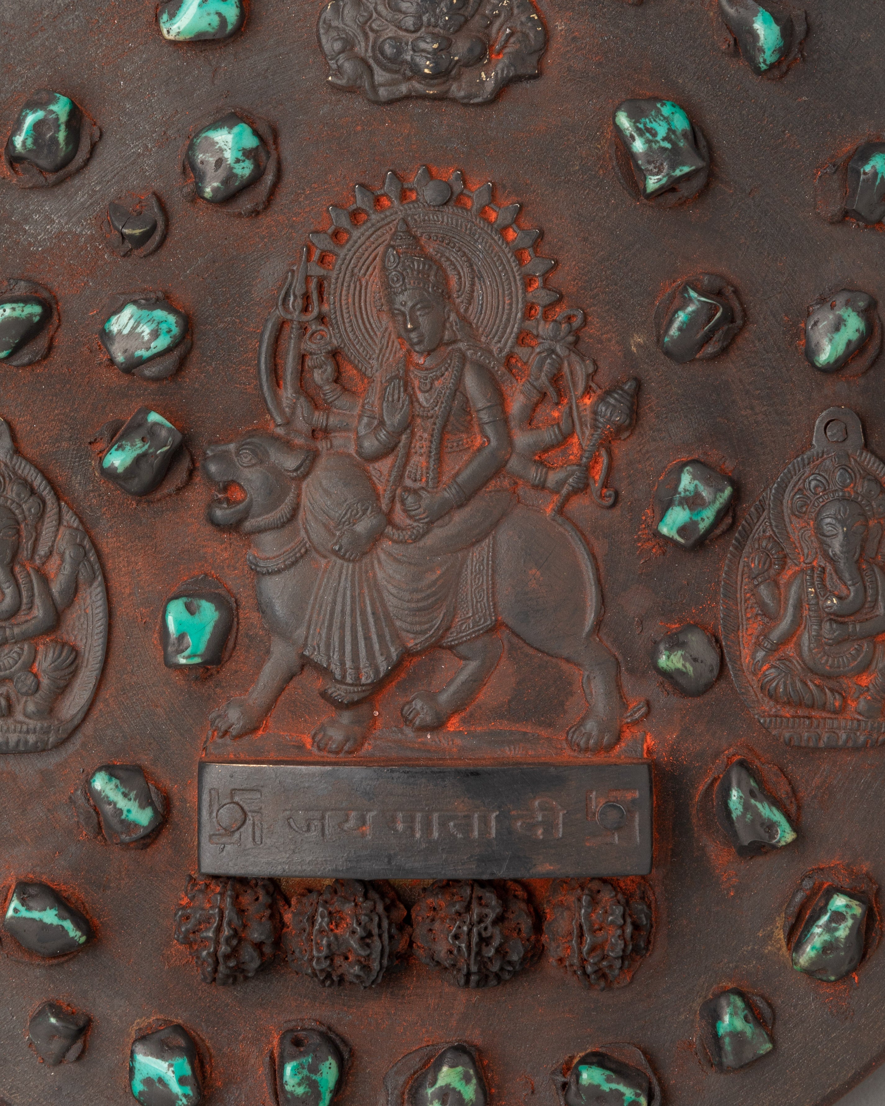 Goddess Durga Wall Hanging | Sacred Wooden Plaque for Protection