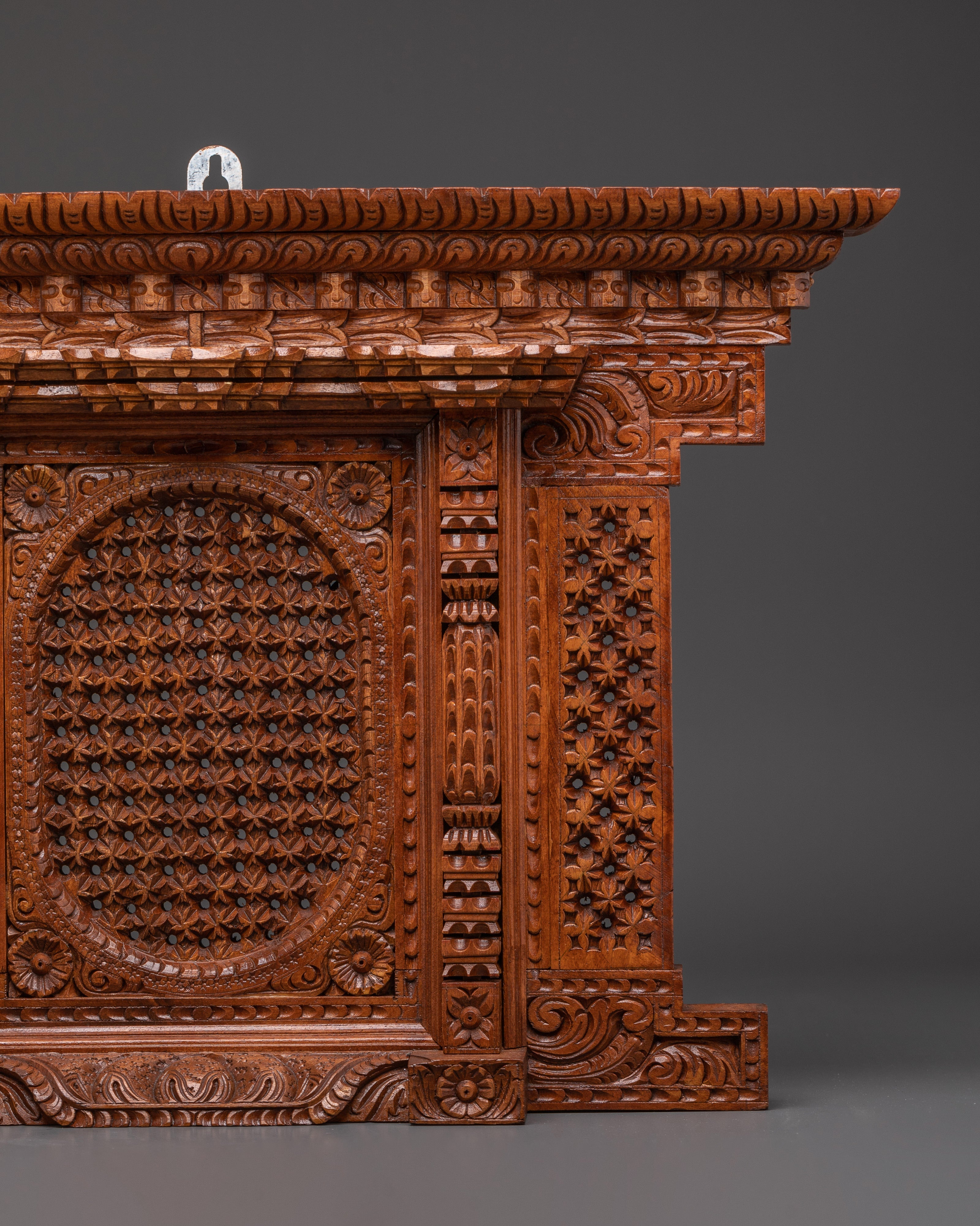 Kathmandu Temple Decor | Traditional Hand-Carved Wooden Window