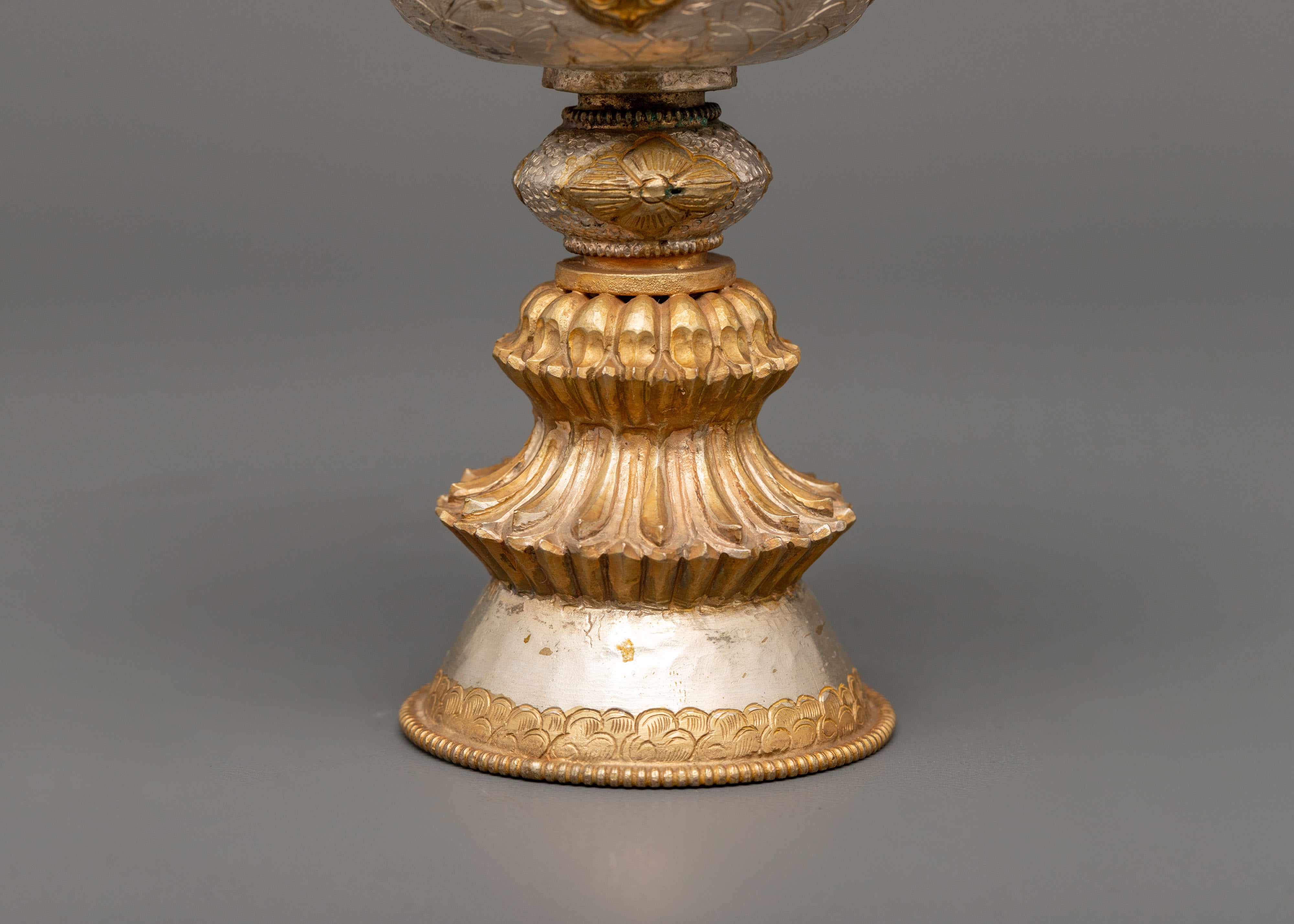 Gold-Plated Butter Lamp | A Sacred Offering for Enlightenment