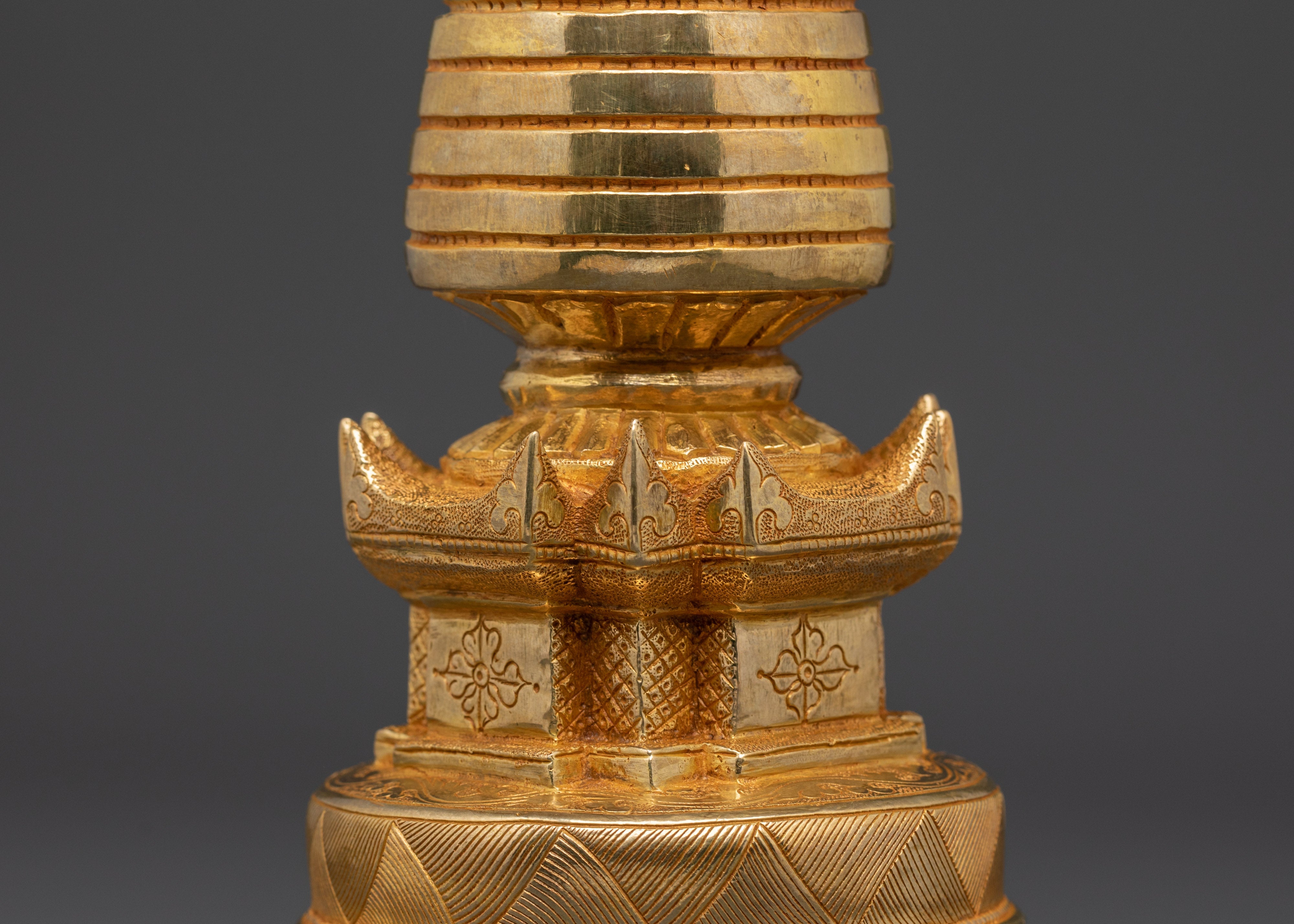 Traditional Copper Tibetan Buddhist Enlightenment Stupa | Spiritual Shrine Altar Decor