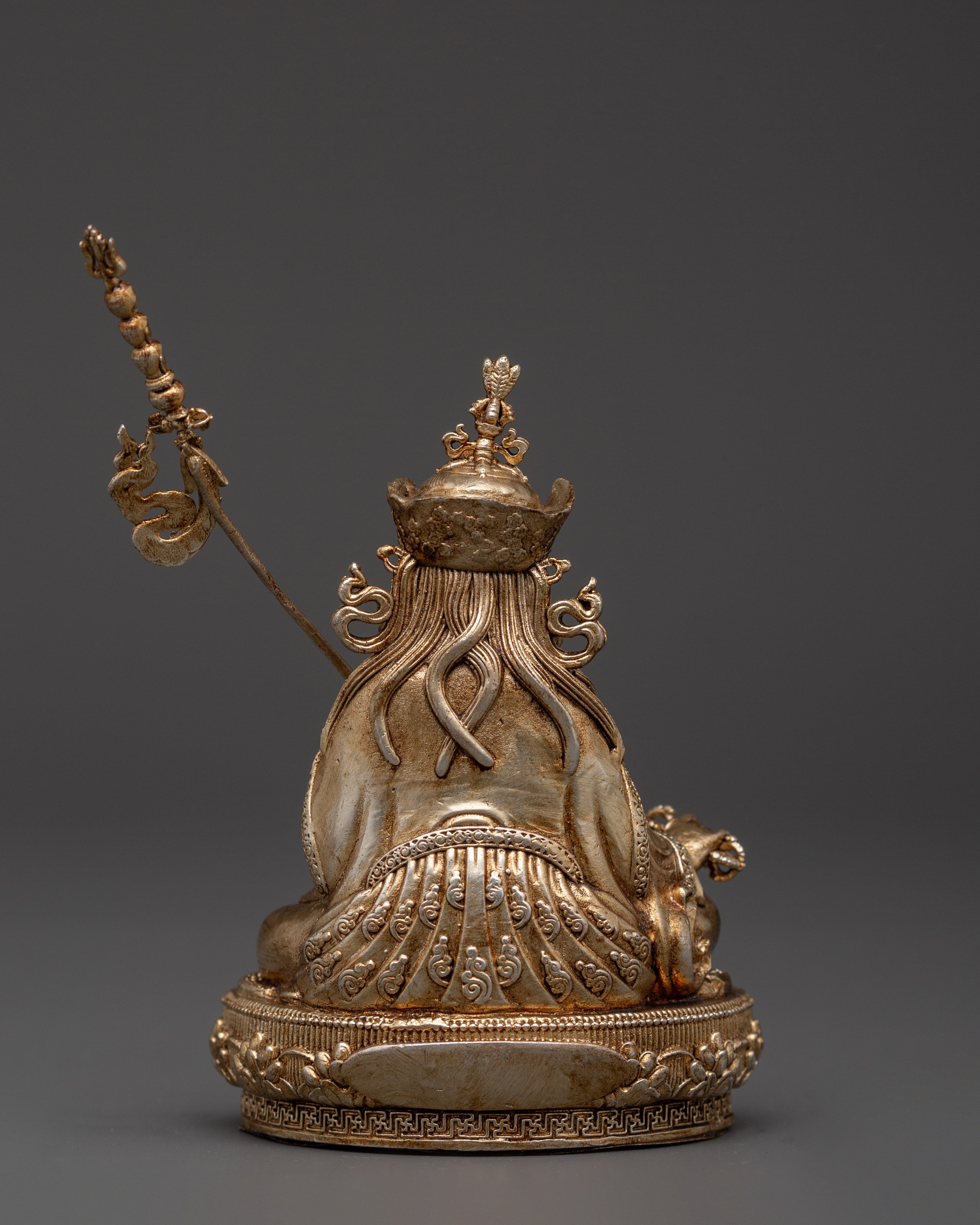 Gold-Plated Guru Rinpoche Statue in Copper | Sacred Sculpture