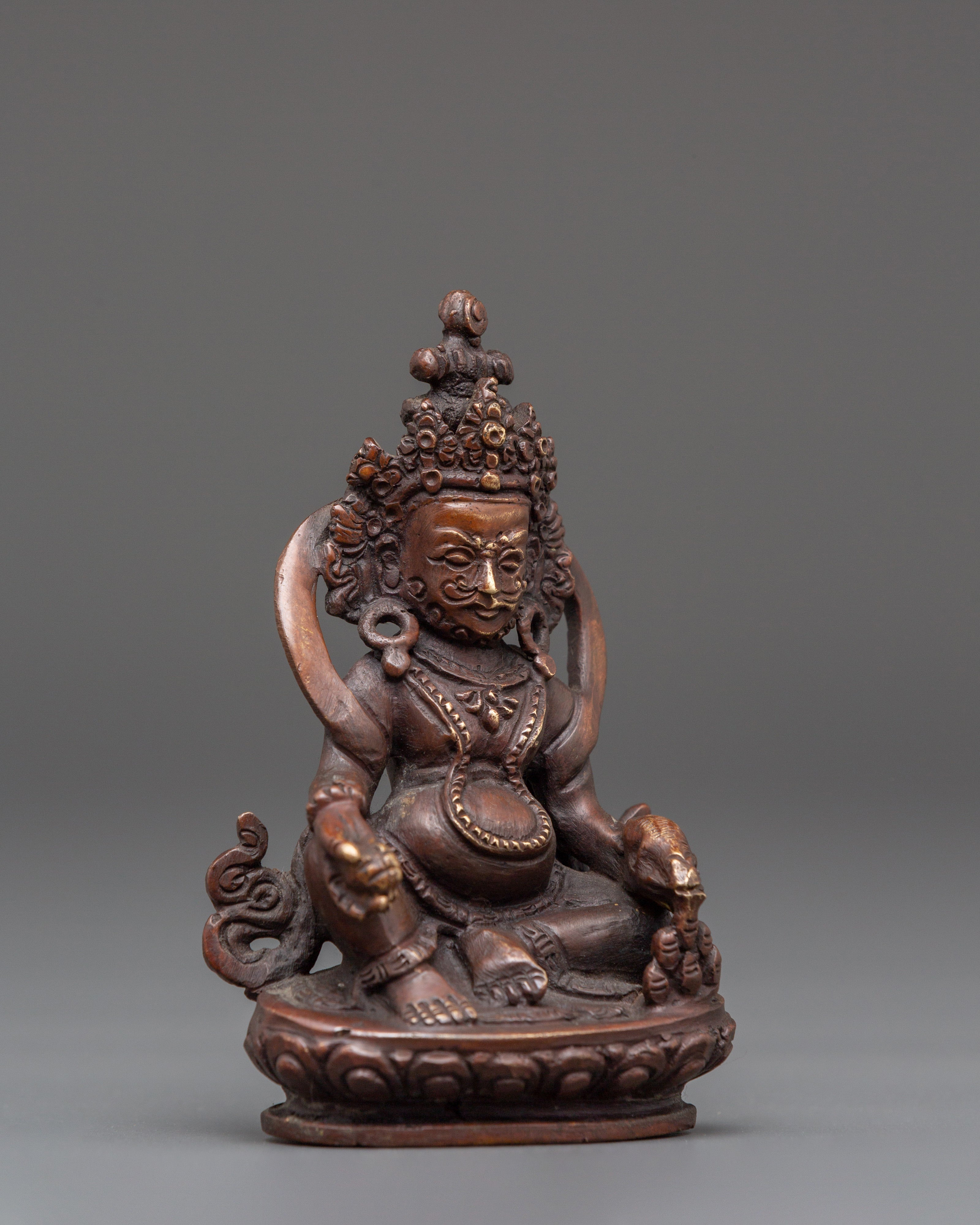 Handmade Statue of Buddhist Kubera | Oxidized Copper Wealth Deity Idol