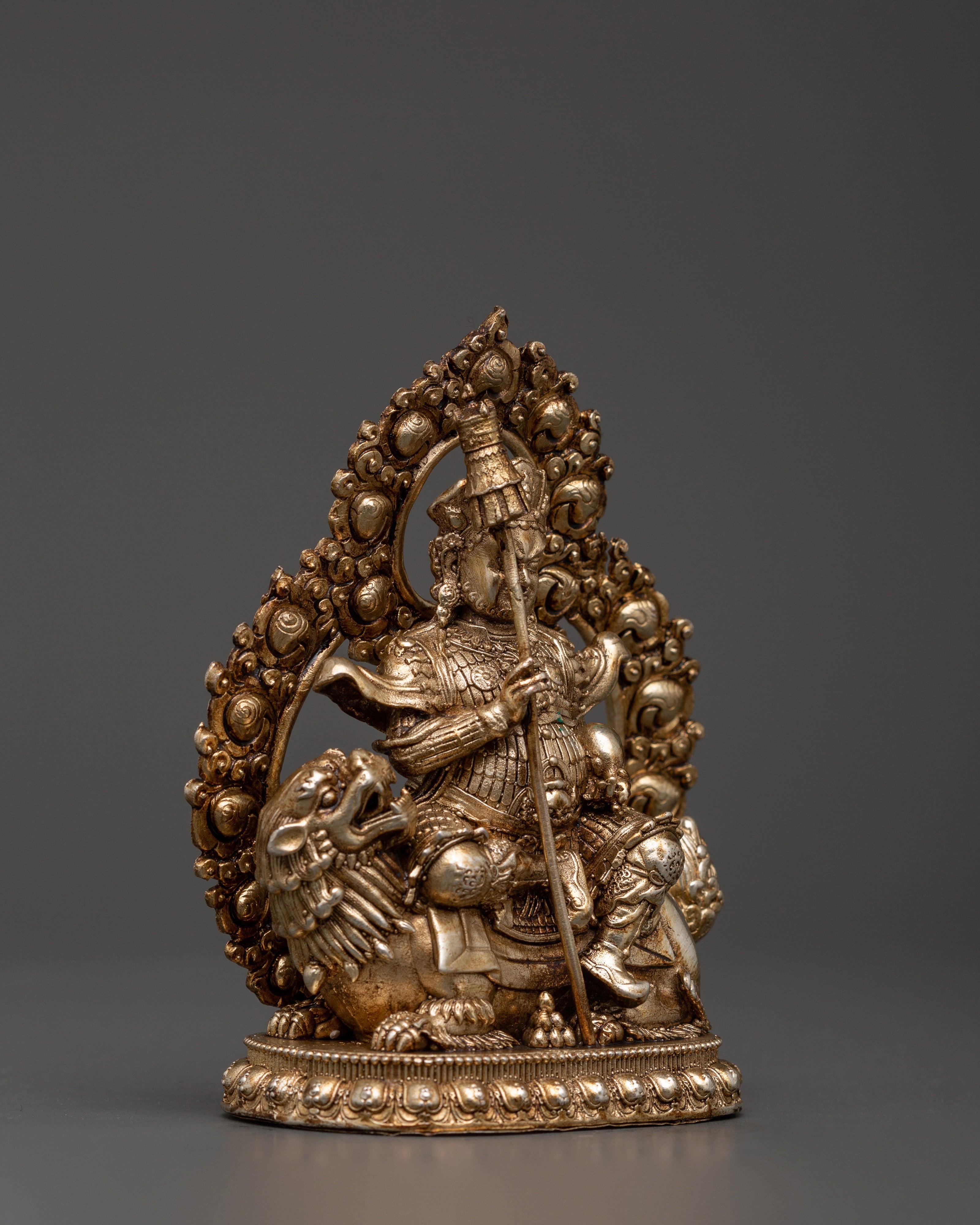 Oxidized Copper Silver-Plated Namtoshe Statue | Tibetan Guardian of Wealth & Protection