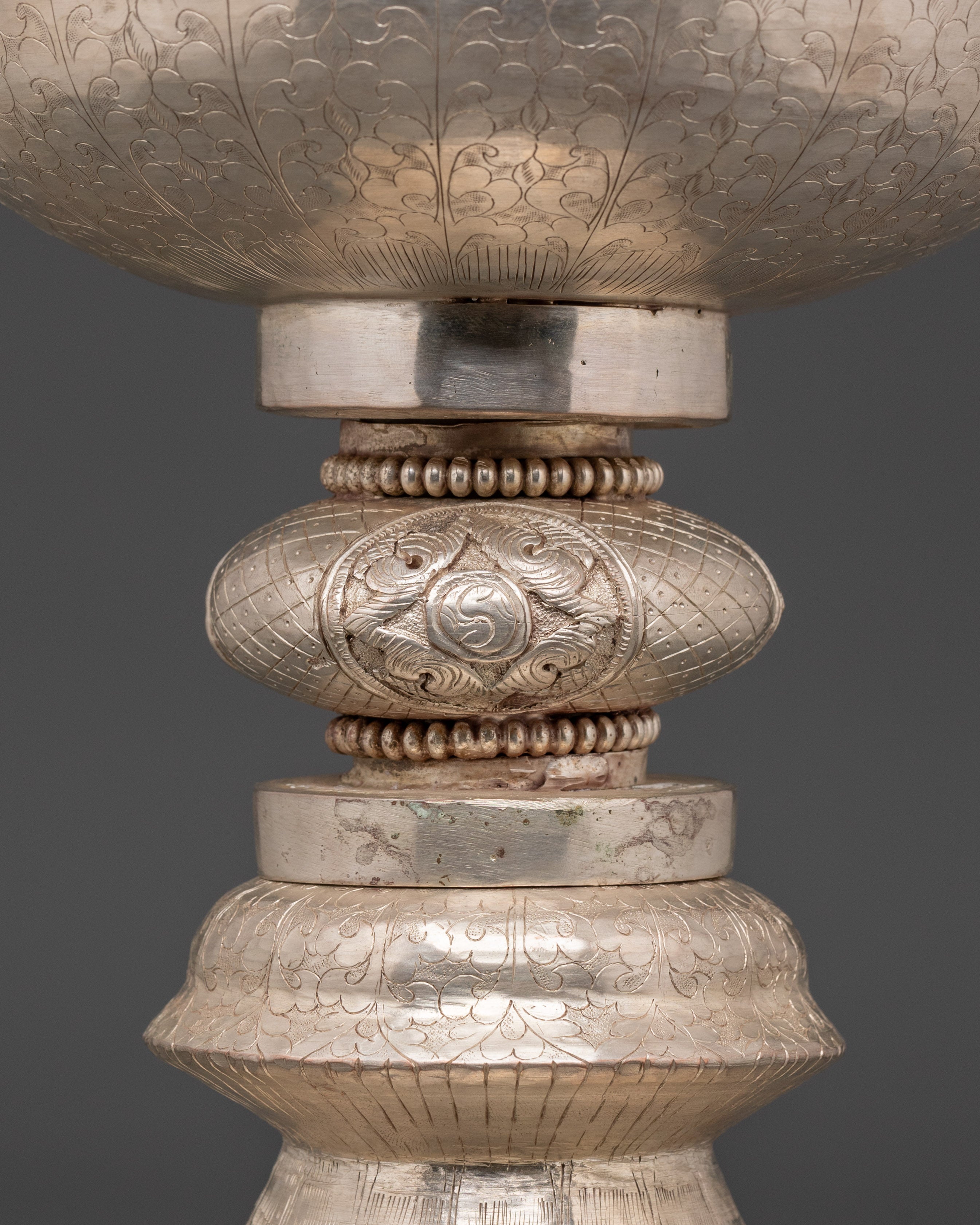 Silver Coated Butter Lamp | Meditation Ritual Item