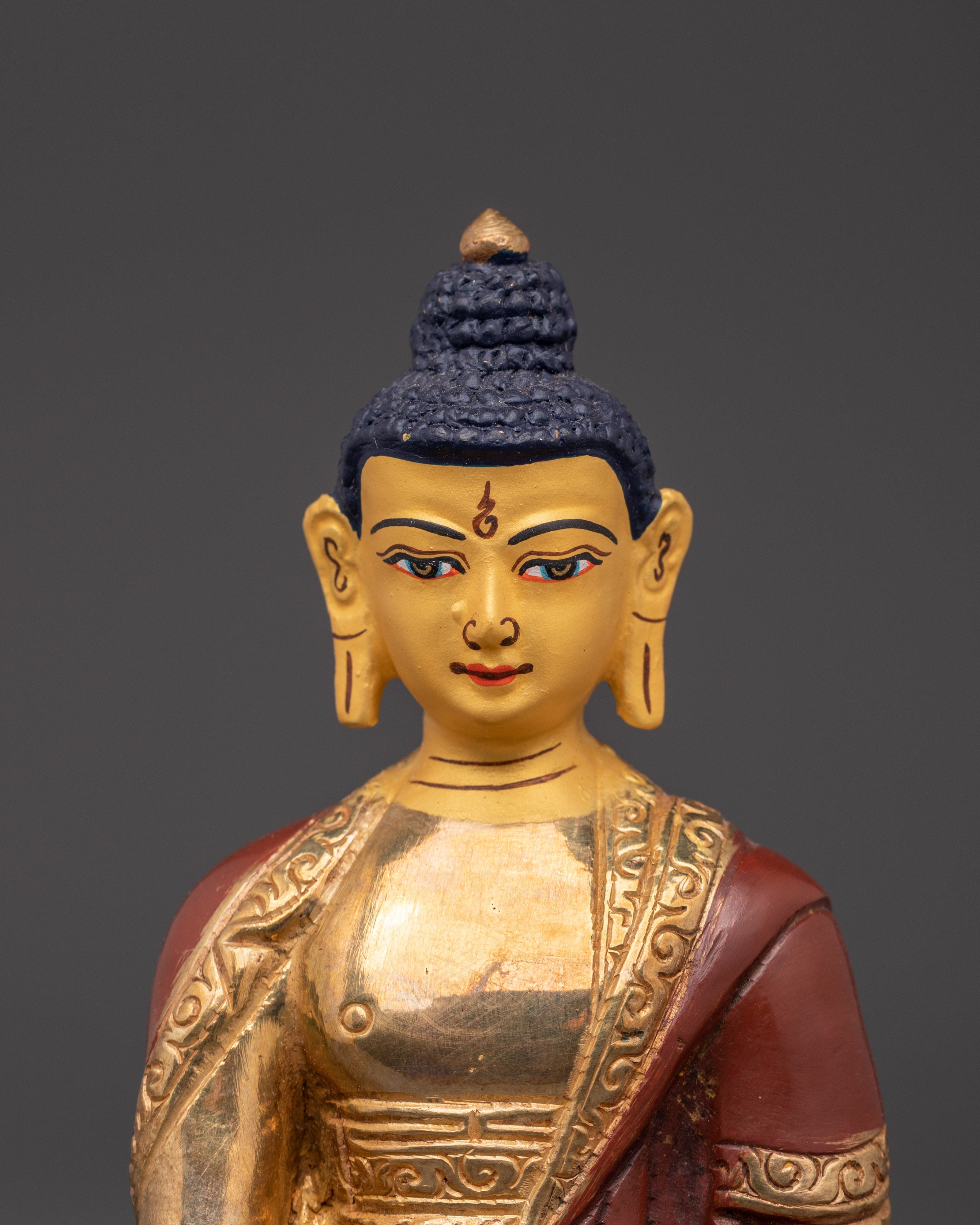 Seated Shakyamuni Buddha Statue | Gold Plated Copper Sculpture