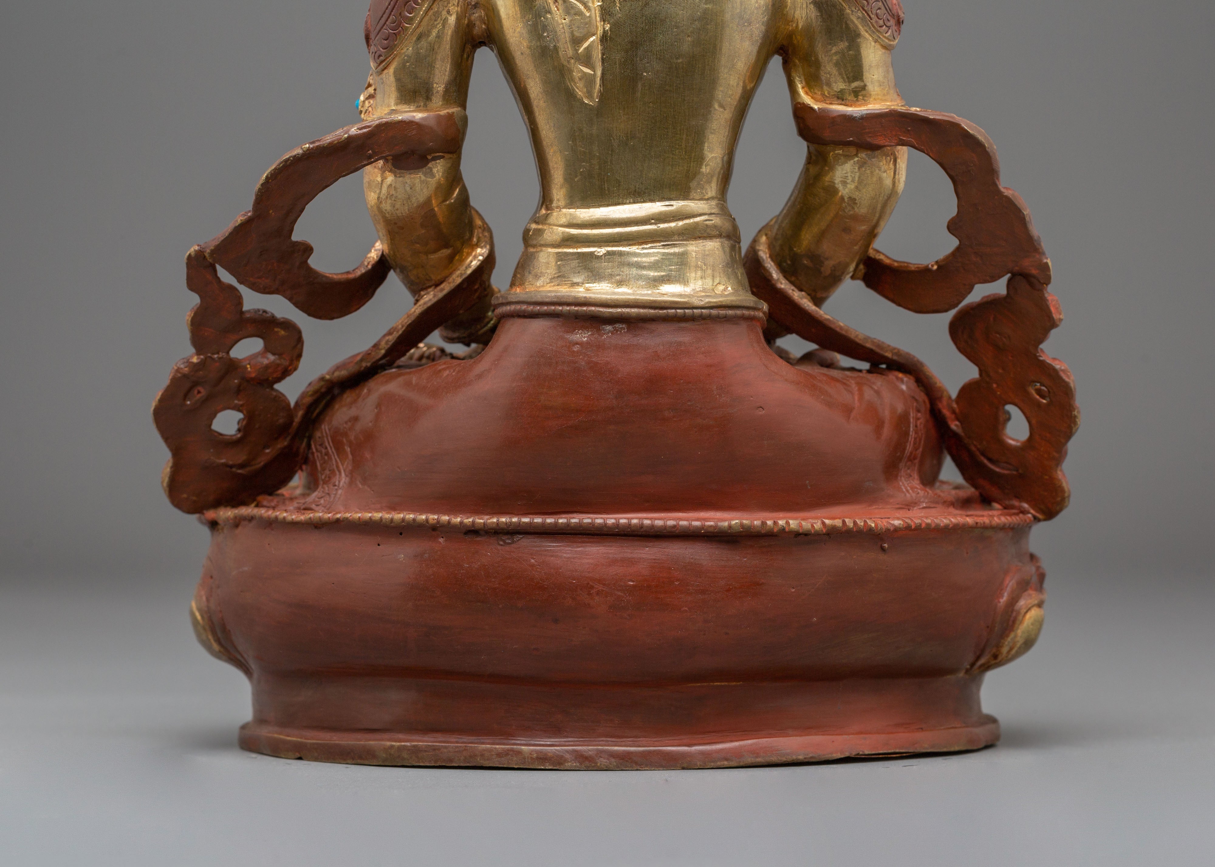 Sacred Long Life Amitayus Buddha Statue | Golden Copper Buddha Sculpture