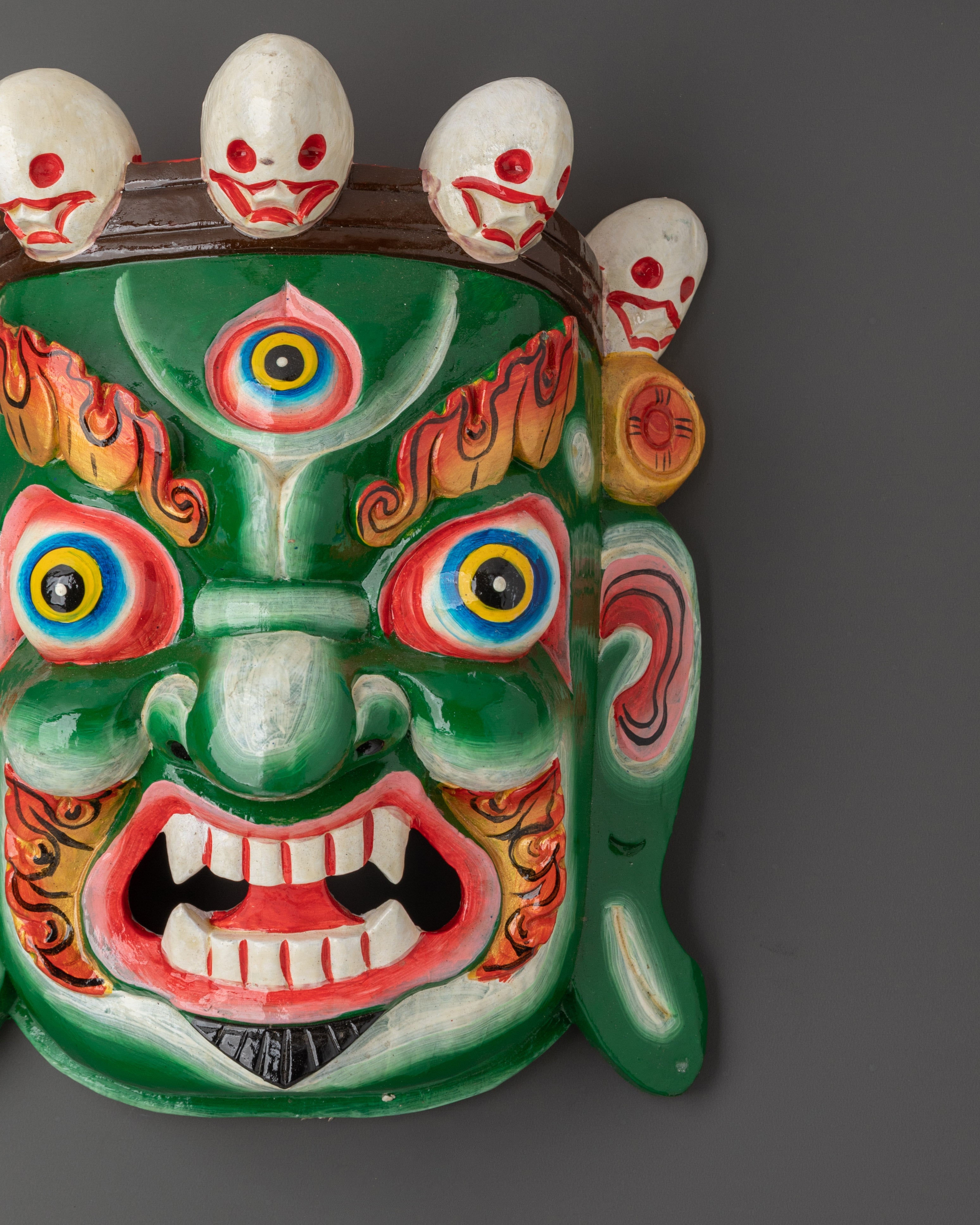 Tibetan Mahakala Wall Hanging | Handcrafted Wooden Protector Deity Mask