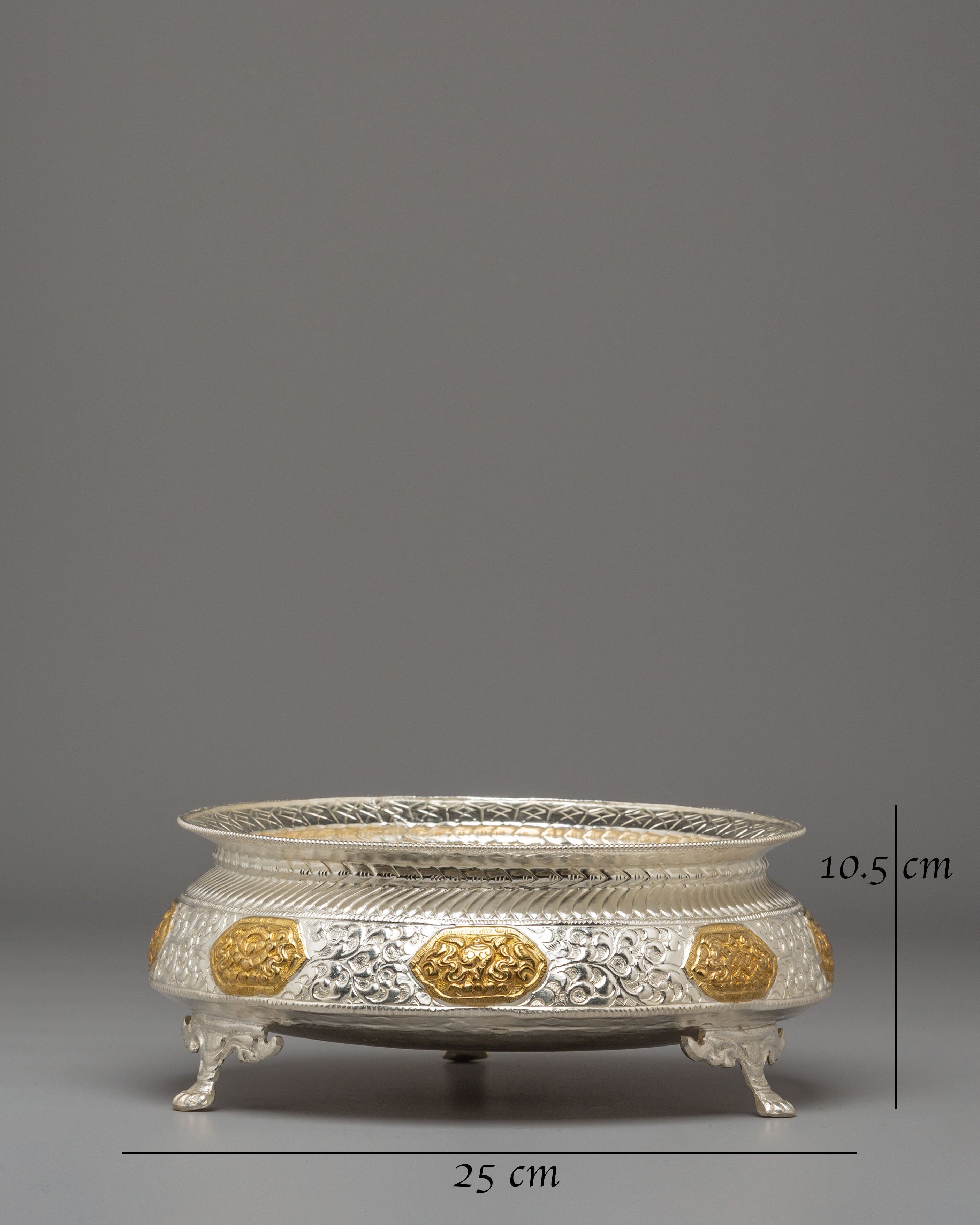 Sacred Silver Plated Khadkulo | Handcrafted Brass Ritual Bowl