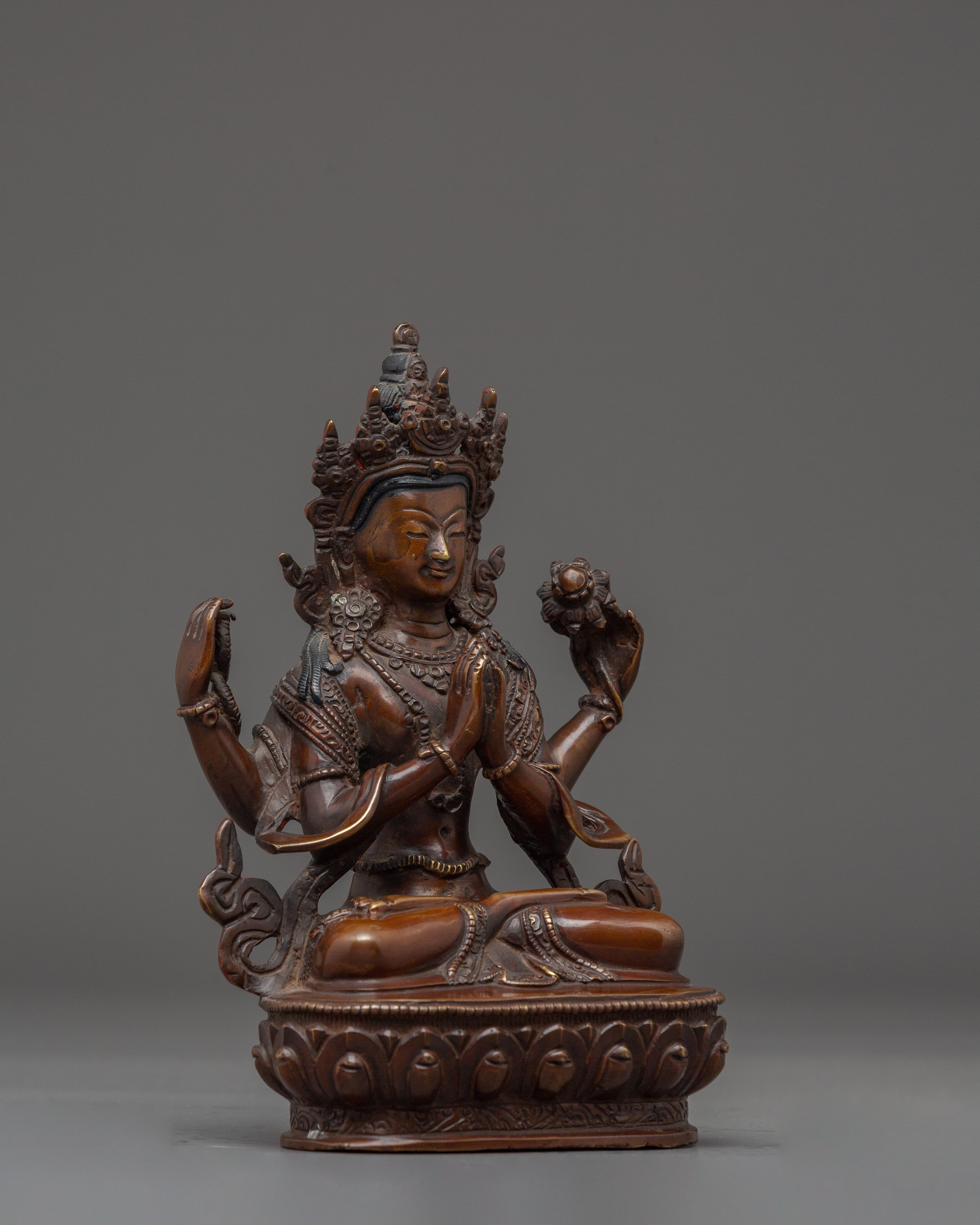 Himalayan Four Armed Chenrezig Statue | Avalokiteshvara Buddha of Compassion