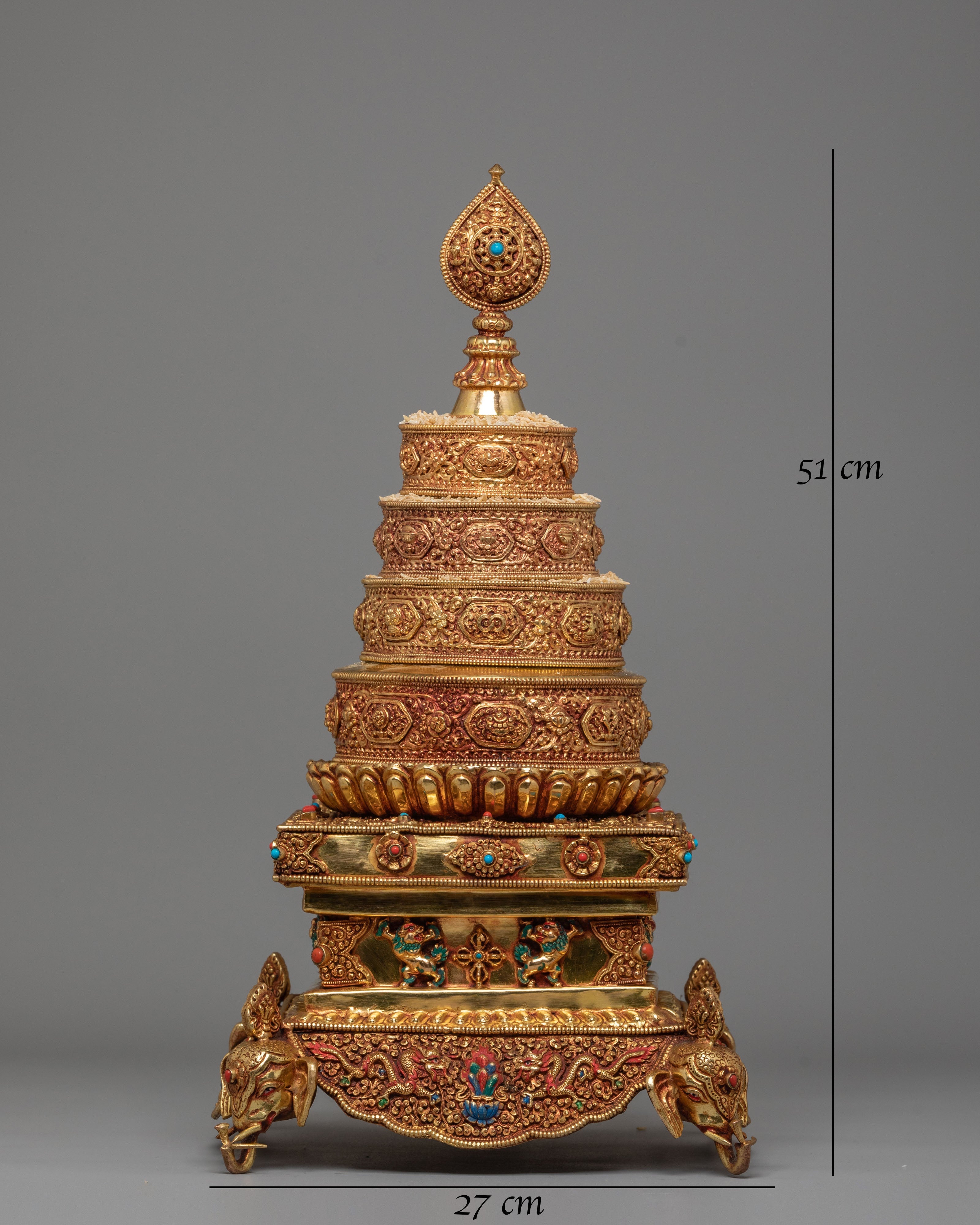 Himalayan Mandala Offering Piece | Tibetan Ritual Stupa Art