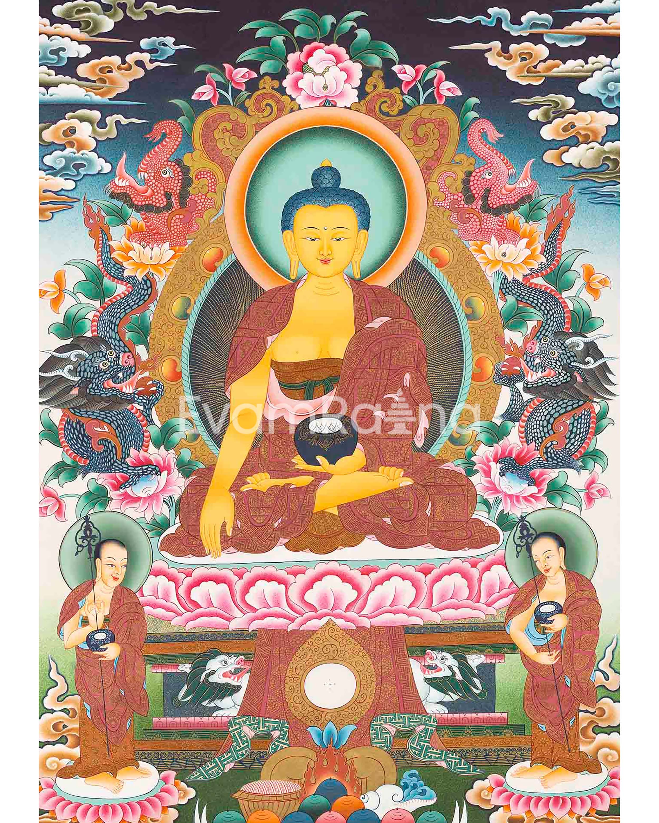 Shakyamuni Buddha Thangka Painting| Original Hand-Painted Tibetan Thangka Art|