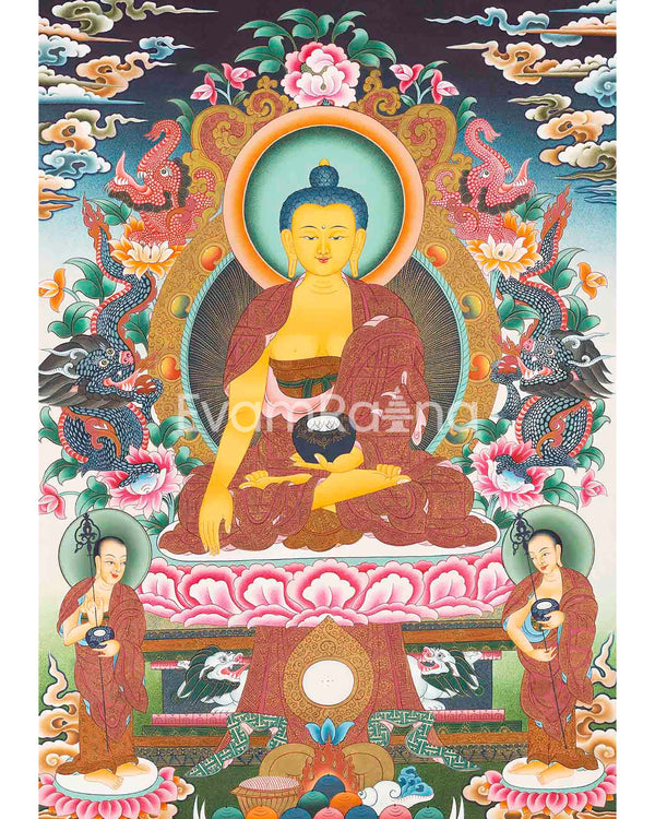 Shakyamuni Buddha Thangka Painting| Original Hand-Painted Tibetan Thangka Art|